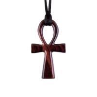 Wooden Ankh Pendant, Hand Carved Egyptian Ankh Cross Necklace for Men or Women, African Wood Jewelry Gift for Him Her