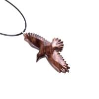 Hand Carved Raven Pendant, Wooden Crow Necklace, Wood Bird Jewelry for Men Women