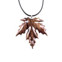Hand Carved Leaf Pendant, Wooden Maple Leaf Necklace, Wood Necklace, Woodland Jewelry, One of a Kind Gift for Her Him