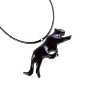 Black Jaguar Panther Necklace, Hand Carved Wooden Panther Pendant, Totem Spirit Animal Wood Jewelry