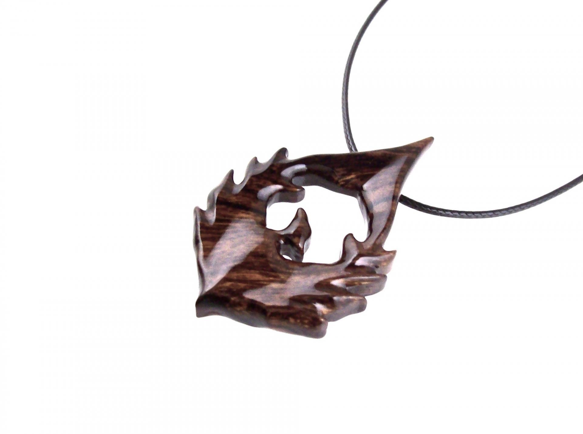 Phoenix Necklace, Hand Carved Wooden Firebird Pendant for Men or Women, Fantasy Bird Wood Jewelry, Inspirational Gift