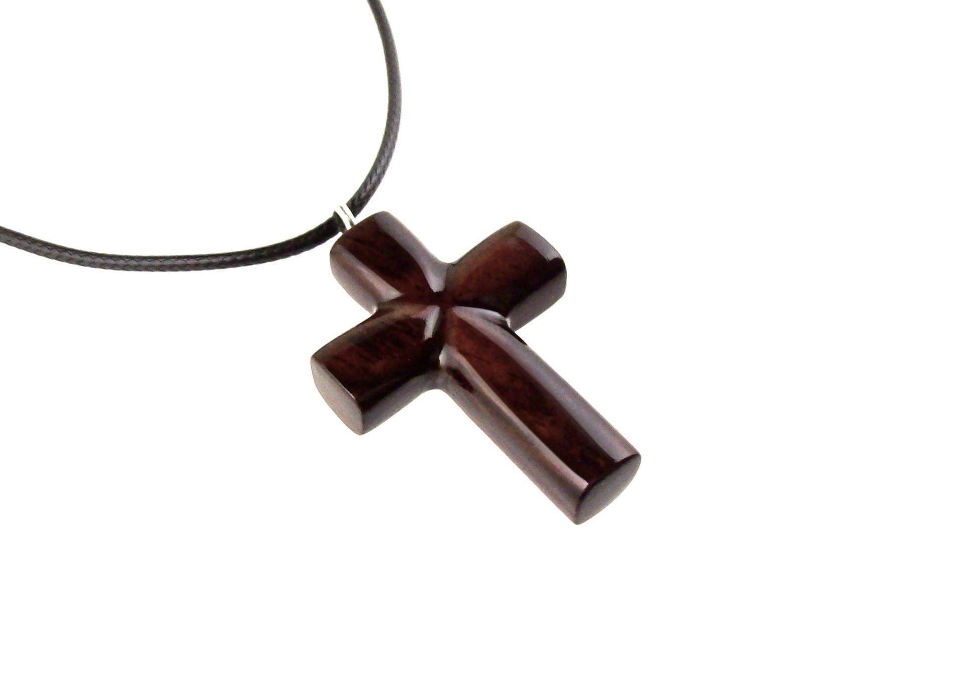 Wooden Cross Pendant Necklace, Hand Carved Christian Wood Jewelry, One of a Kind Handmade Gift for Him Her