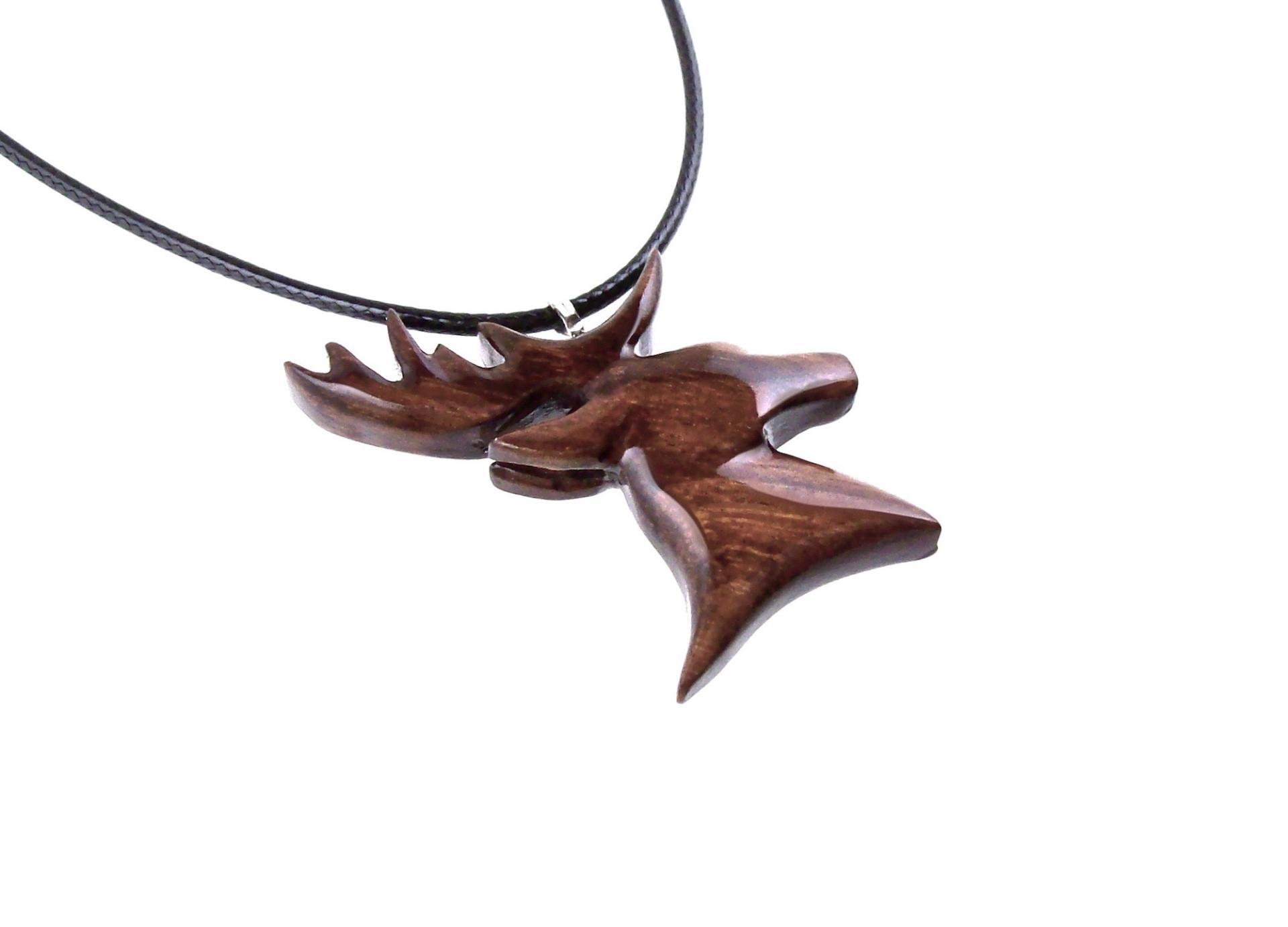Deer Pendant, Hand Carved Wooden Stag Necklace, Buck Head Necklace, Spirit Animal Totem Gift for Him, Woodland Mens Jewelry