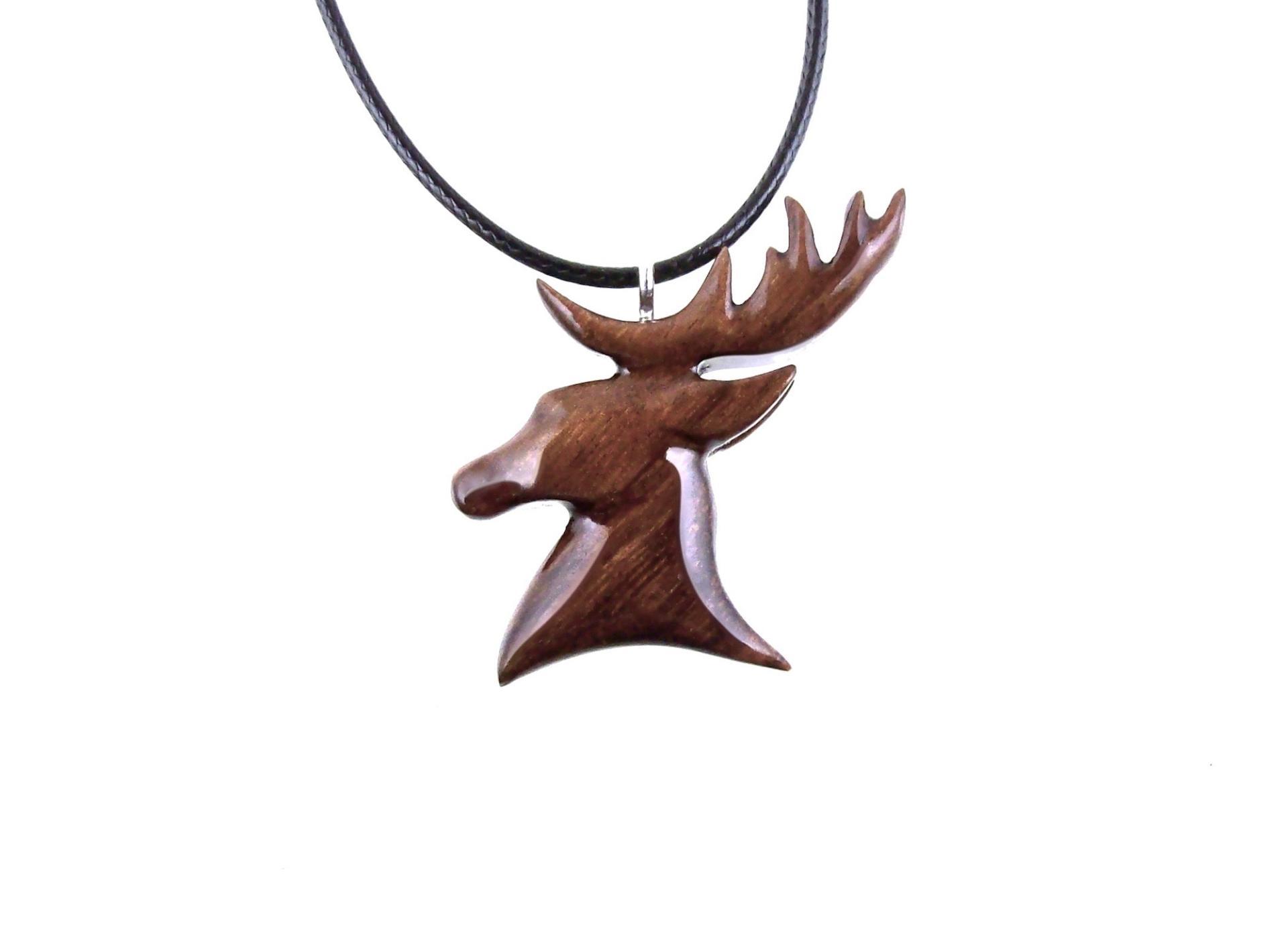 Deer Pendant, Hand Carved Wooden Stag Necklace, Buck Head Necklace, Spirit Animal Totem Gift for Him, Woodland Mens Jewelry