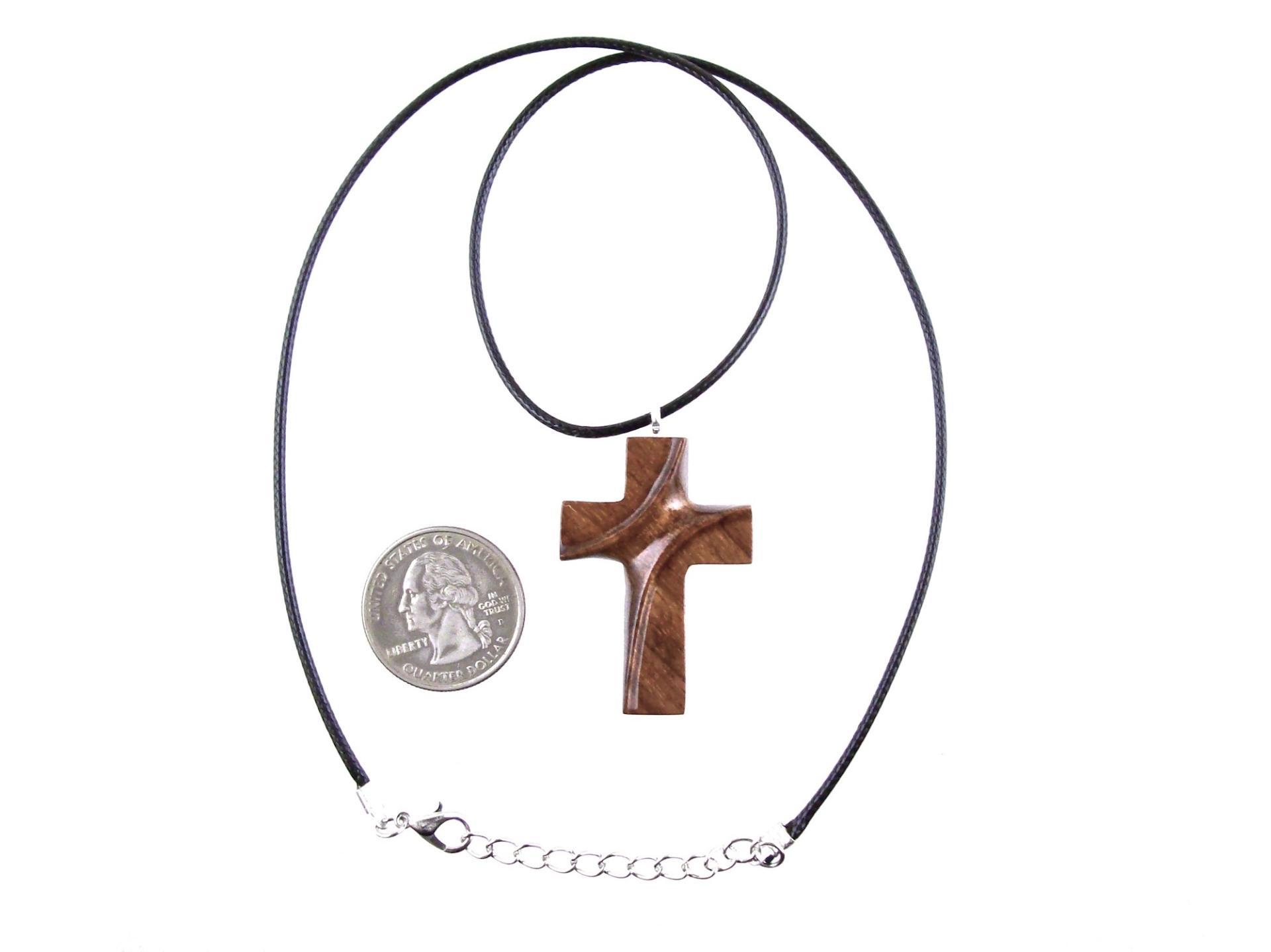 Wooden Cross Necklace, Hand Carved Wood Cross Pendant for Men or Women, Christian Jewelry Gift for Him or Her
