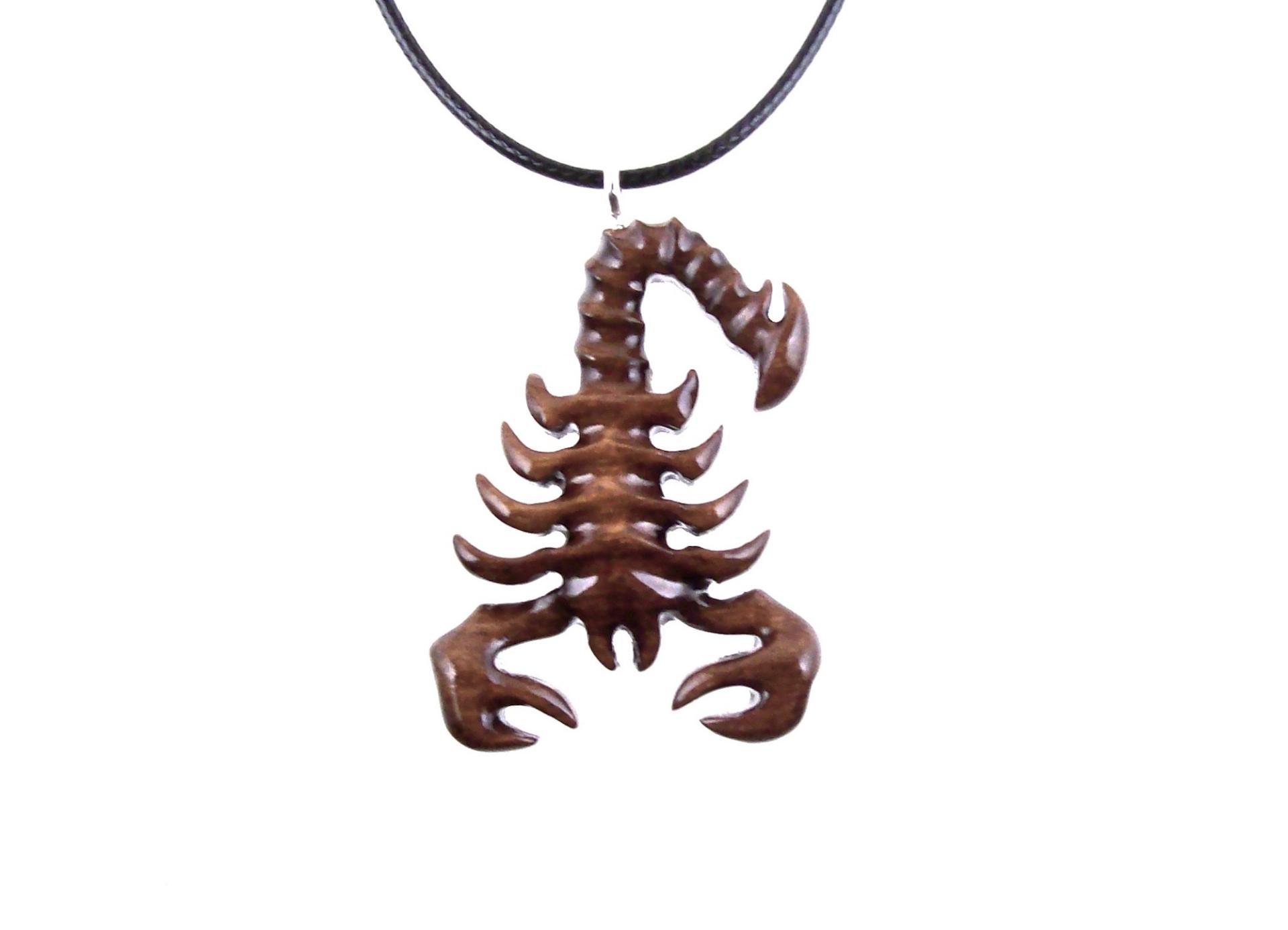 Scorpion Necklace, Wooden Scorpion Pendant, Hand Carved Scorpio Jewelry, Totem Spirit Animal Mens Wood Necklace, Gift for Him