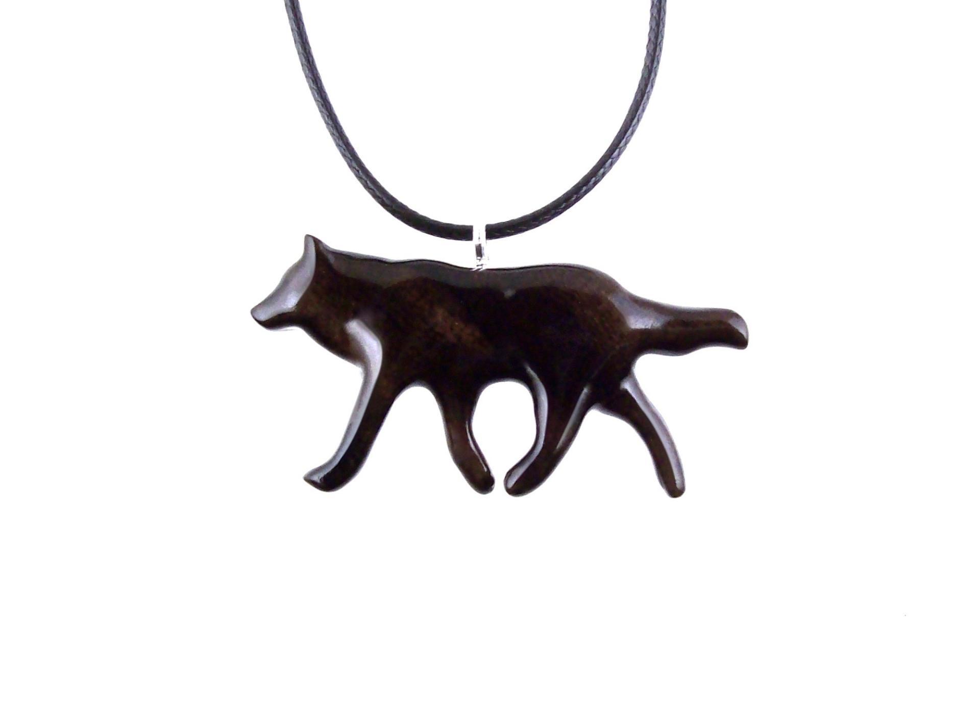 Wooden Wolf Pendant, Hand Carved Wolf Necklace, Totem Spirit Animal Pendant, Woodland Jewelry for Men or Women