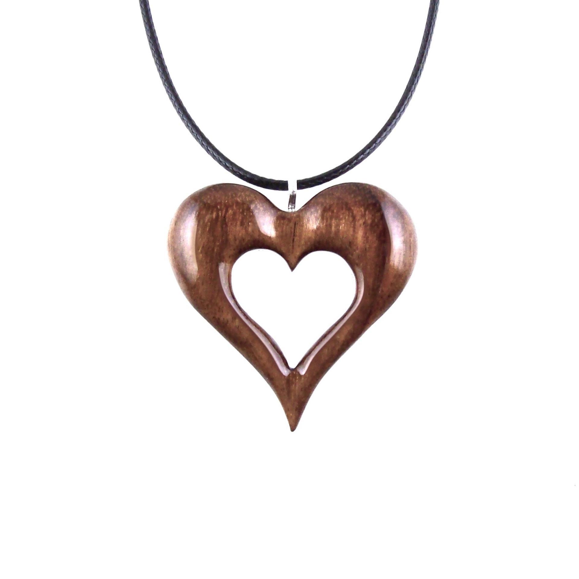 Wood Heart Necklace, Wooden Heart Pendant, Hand Carved 5th Anniversary Gift for Her, One of a Kind Handmade Jewelry