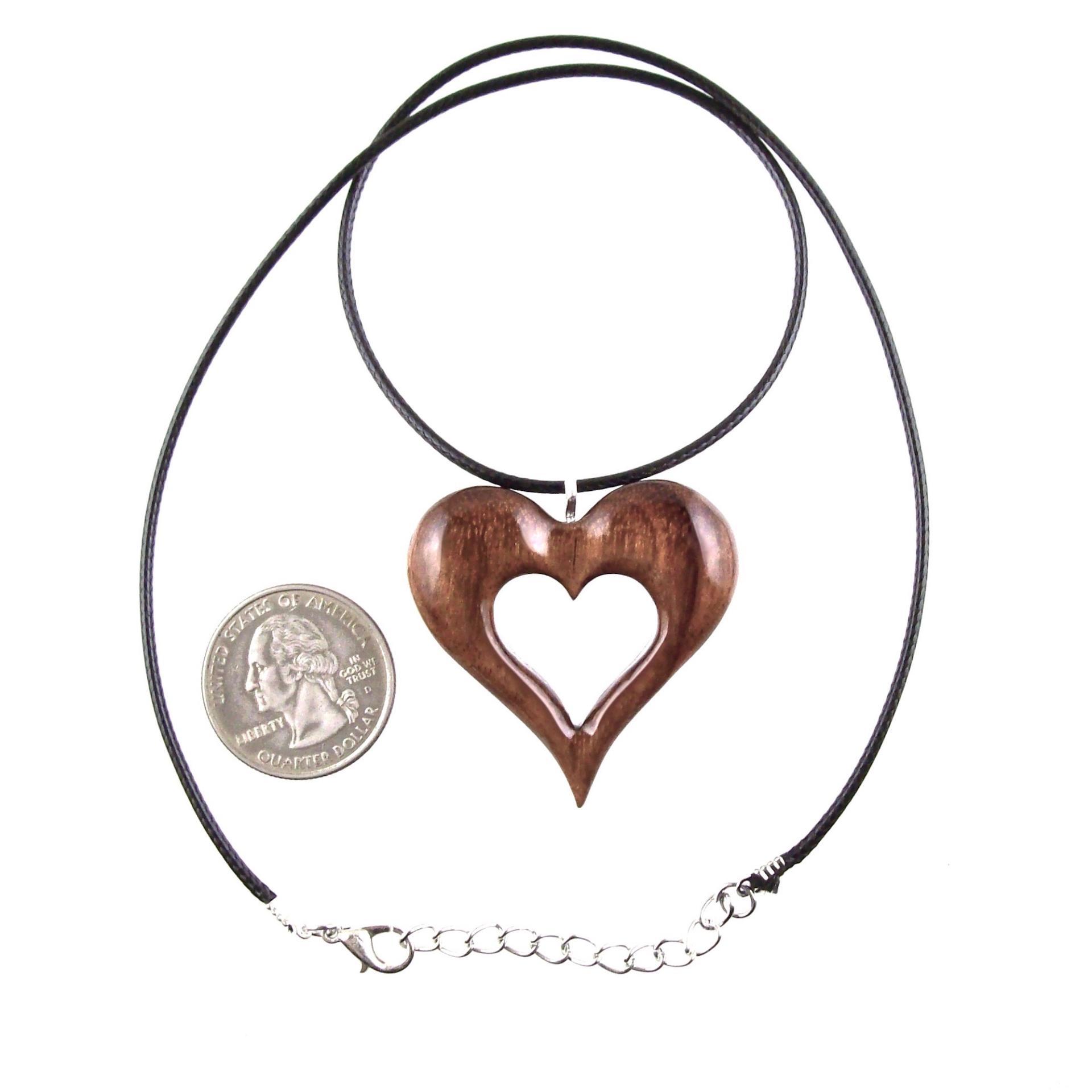 Wood Heart Necklace, Wooden Heart Pendant, Hand Carved 5th Anniversary Gift for Her, One of a Kind Handmade Jewelry