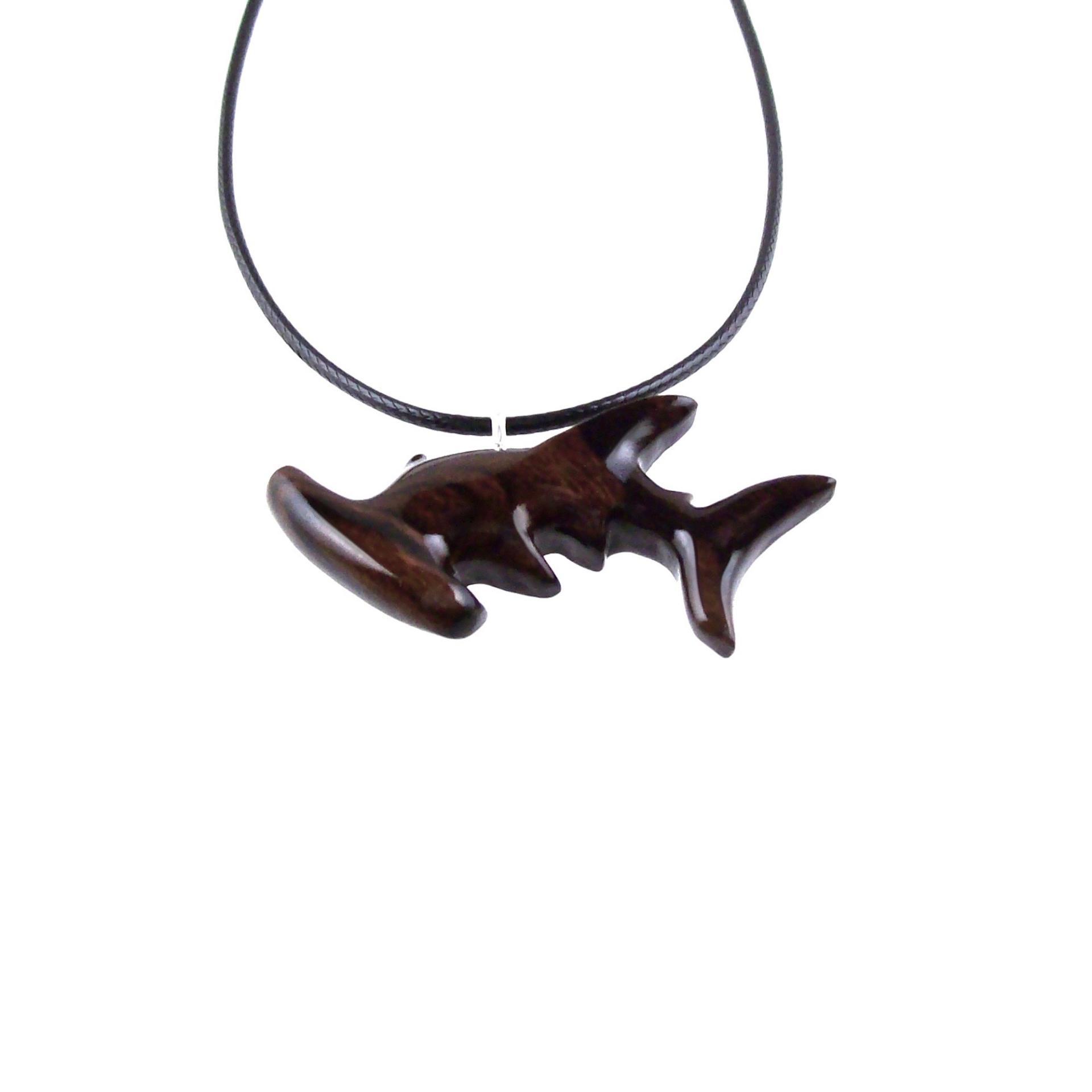 Hammerhead Shark Necklace, Hand Carved Wooden Shark Pendant, Mens Wood Jewelry, Nautical Necklace, Gift for Him