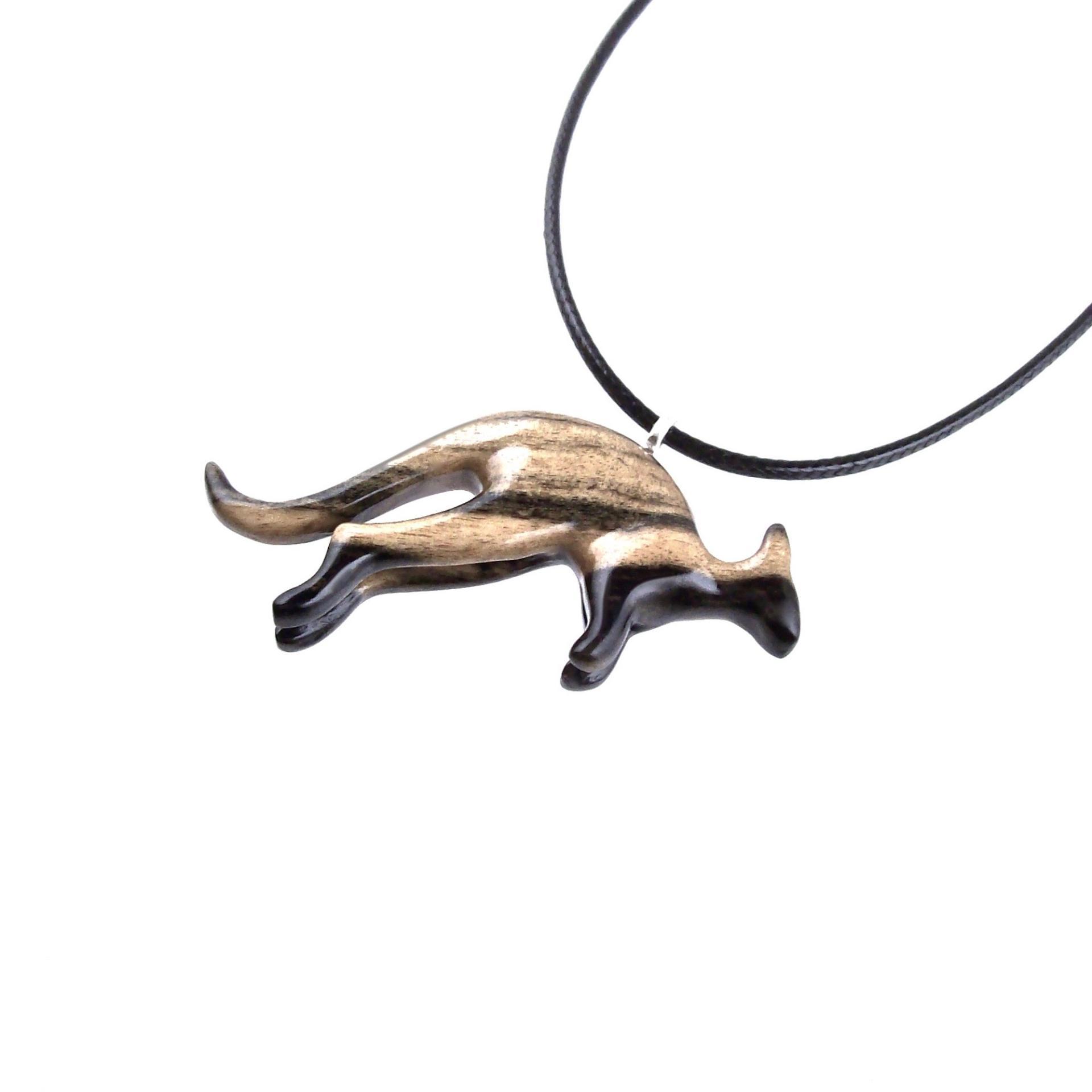 Hand Carved Kangaroo Pendant Necklace - Wooden Totem Spirit Animal Jewelry Gift for Men and Women