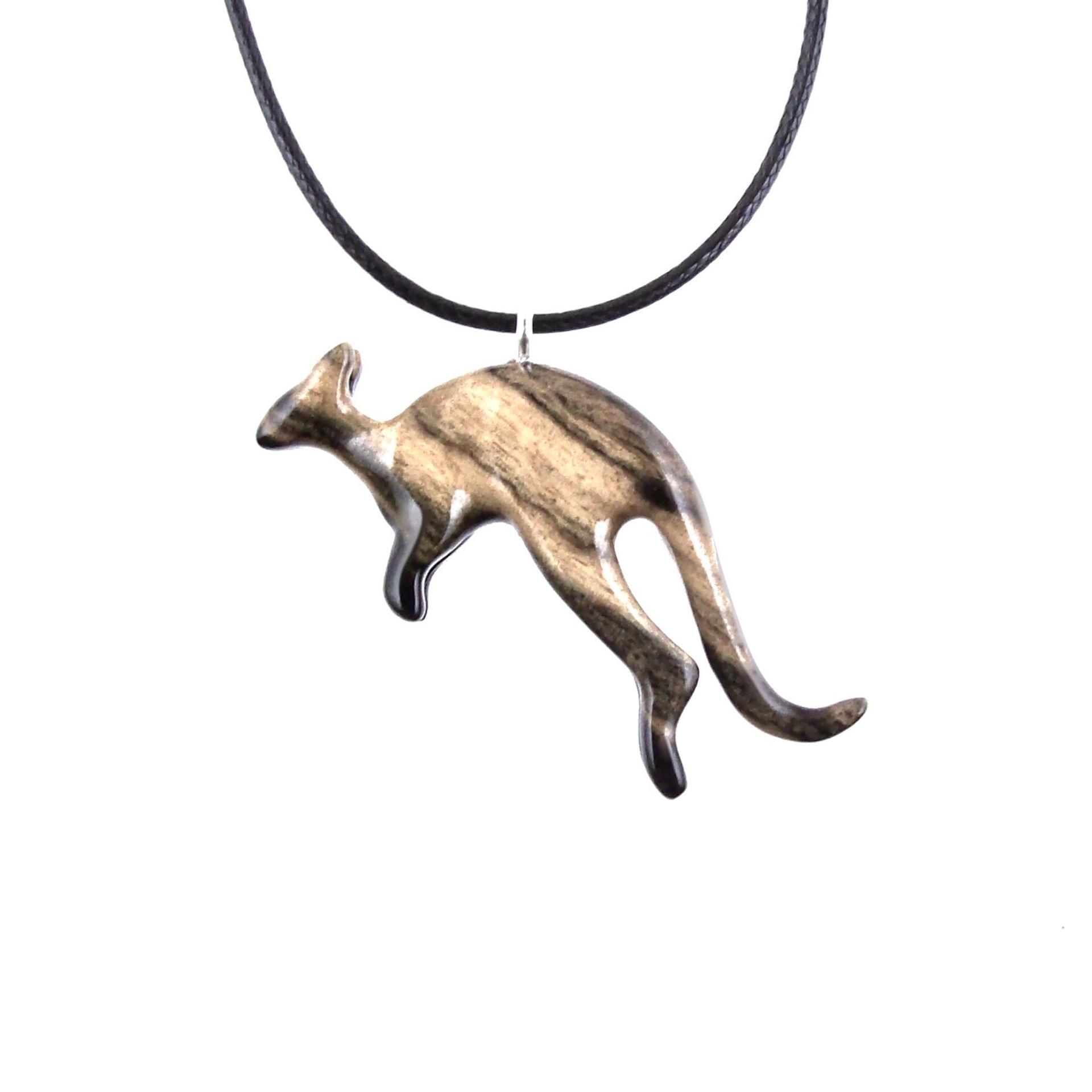Hand Carved Kangaroo Pendant Necklace - Wooden Totem Spirit Animal Jewelry Gift for Men and Women