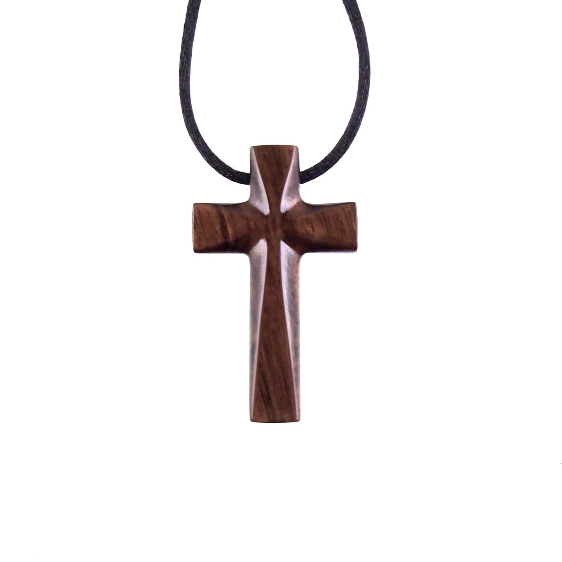 Hand Carved Wooden Cross Pendant, Handmade Wood Cross Necklace, Mens Christian Jewelry, One of a Kind Gift for Him
