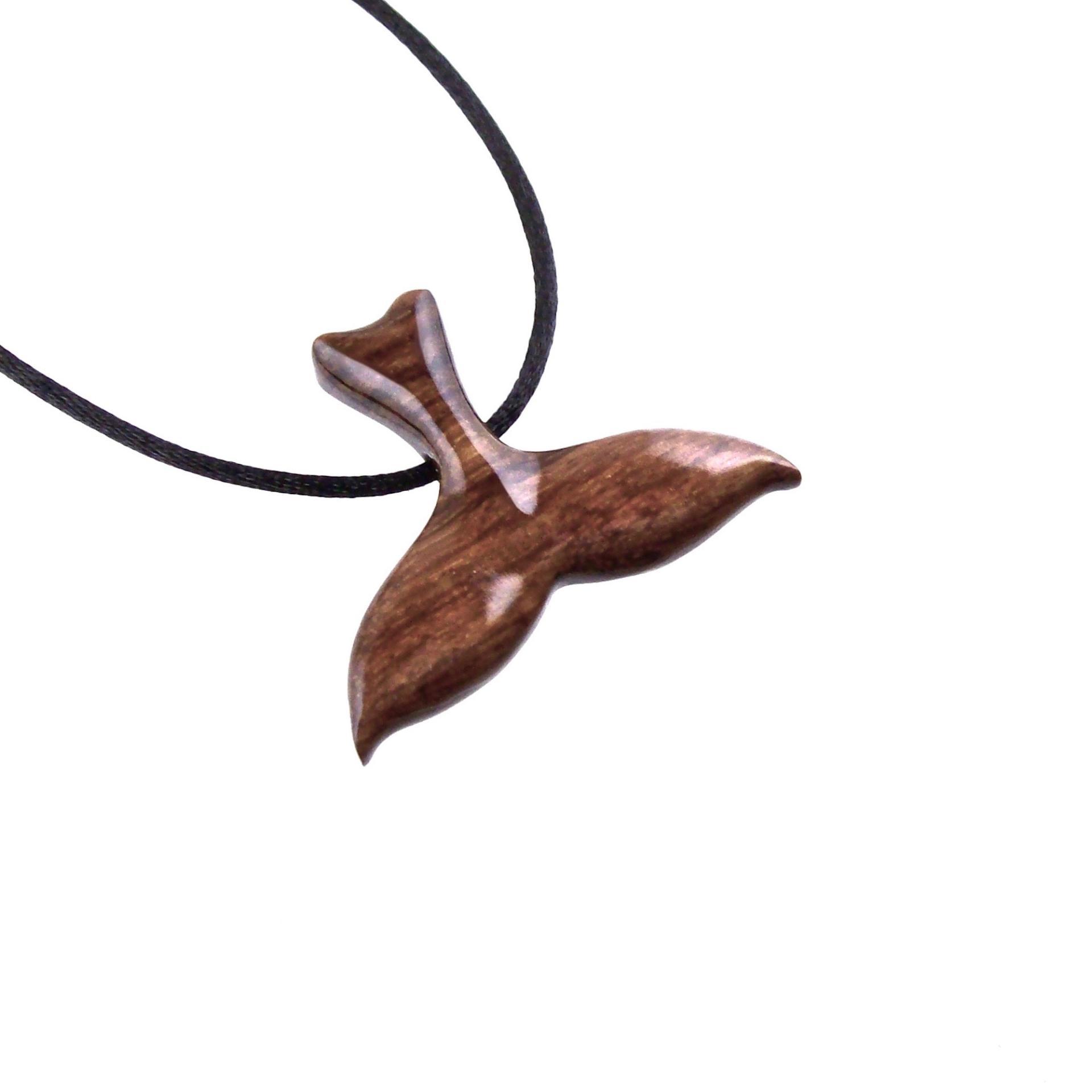 Hand Carved Wooden Orca Whale Tail Pendant, Mens Wood Necklace, Handmade Nautical Jewelry, One of a Kind Gift for Him