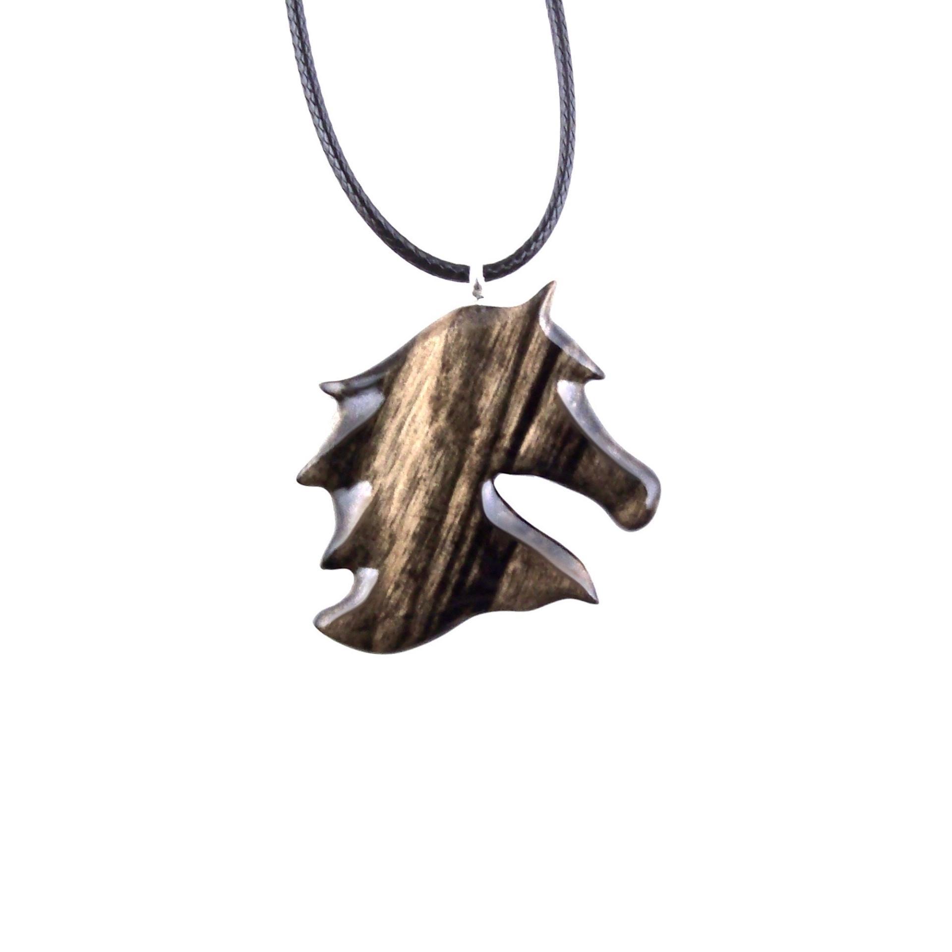Wooden Horse Head Necklace, Hand Carved Horse Pendant for Men Women, Wood Equestrian Jewelry Gift for Him Her