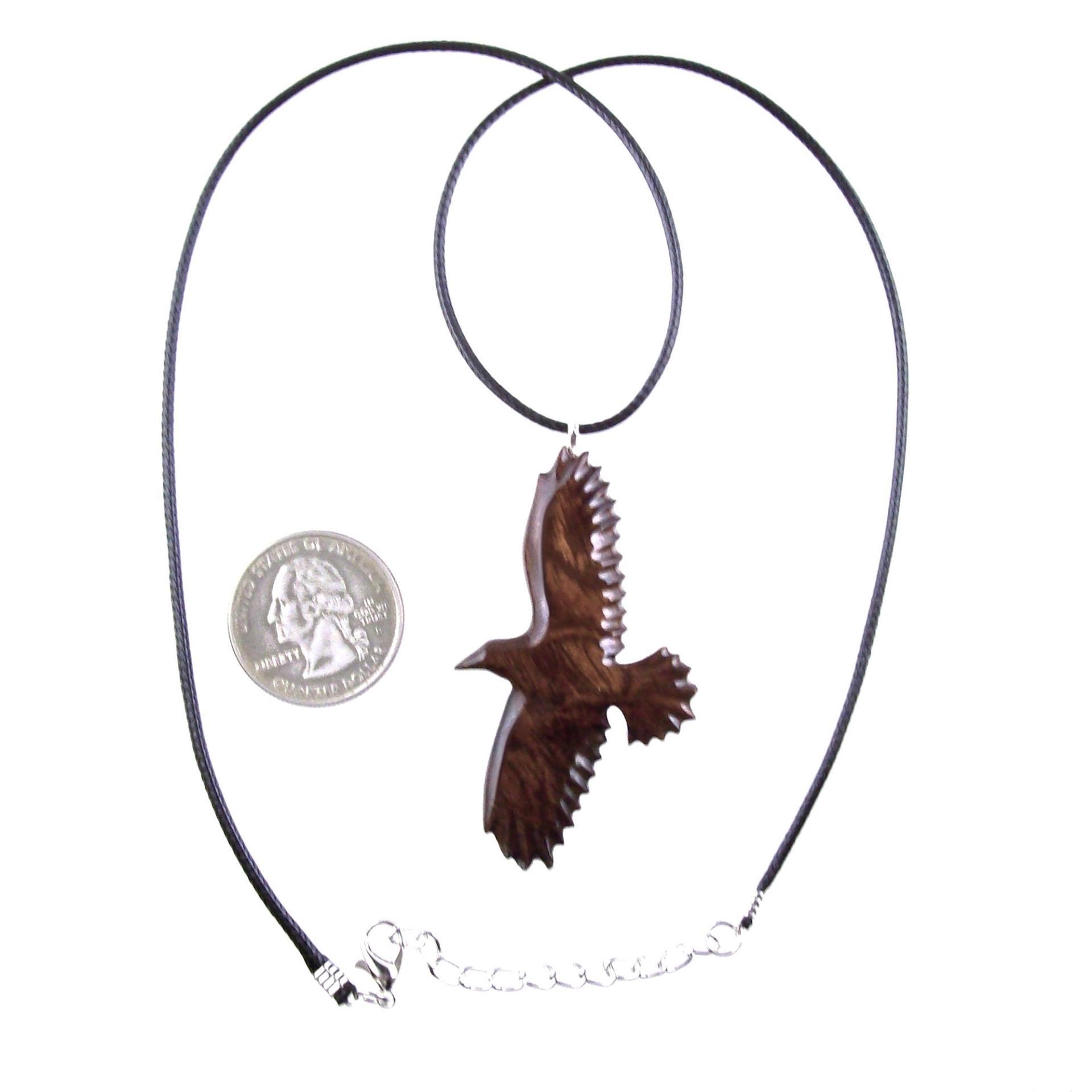 Hand Carved Raven Necklace for Men or Women, Wooden Crow Pendant, Totem Wood Bird Jewelry Gift for Her Him