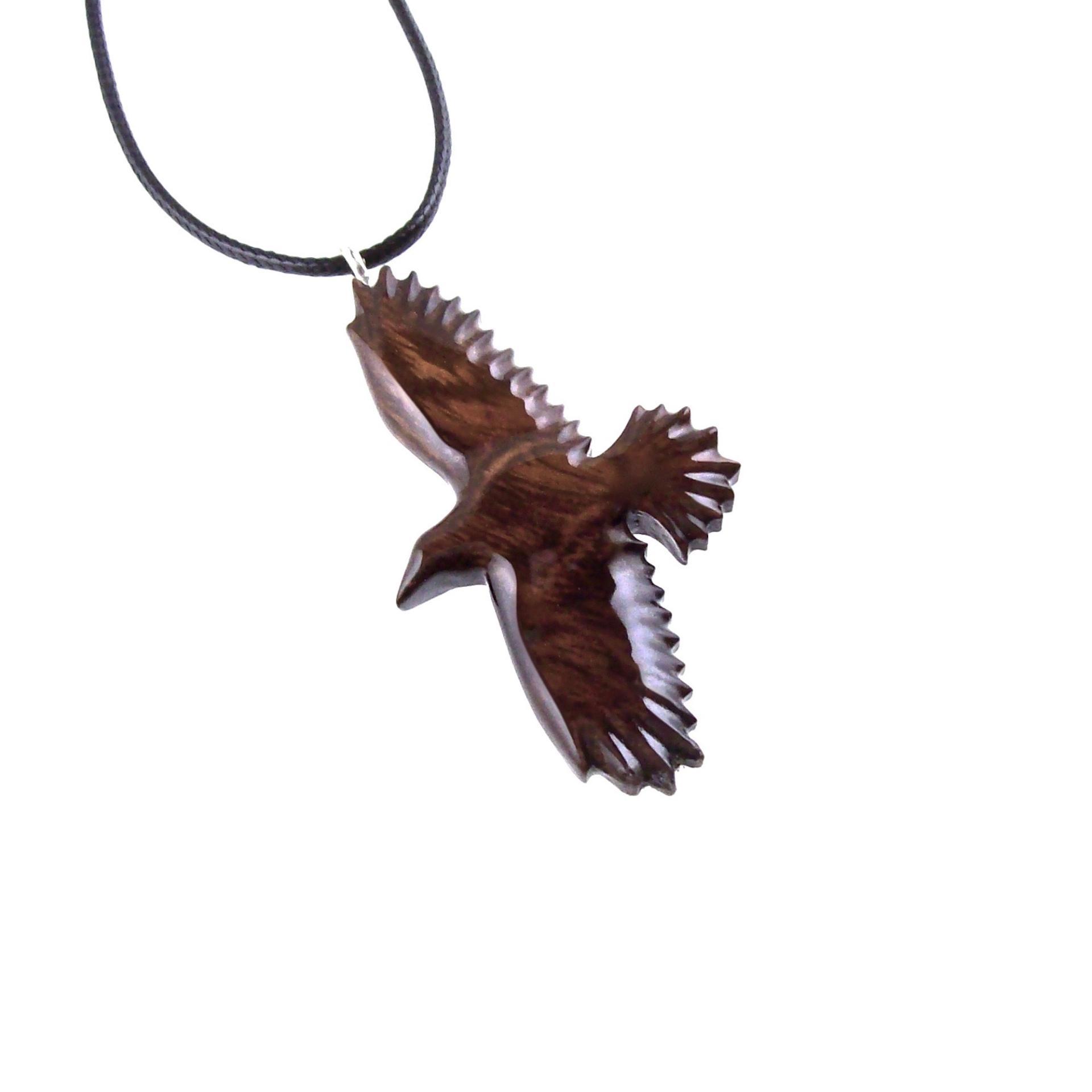 Hand Carved Raven Necklace for Men or Women, Wooden Crow Pendant, Totem Wood Bird Jewelry Gift for Her Him