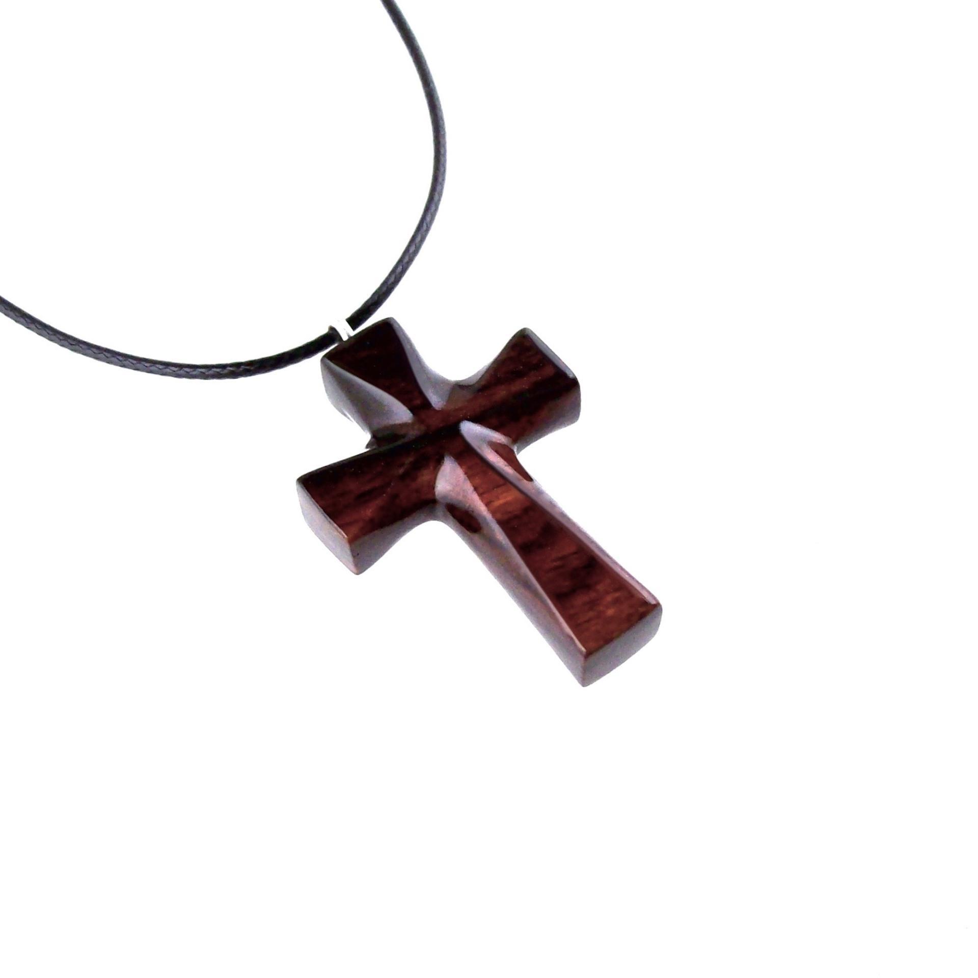 Wooden Cross Necklace, Hand Carved Wood Cross Pendant, Christian Jewelry for Men Women, Gift for Him or Her