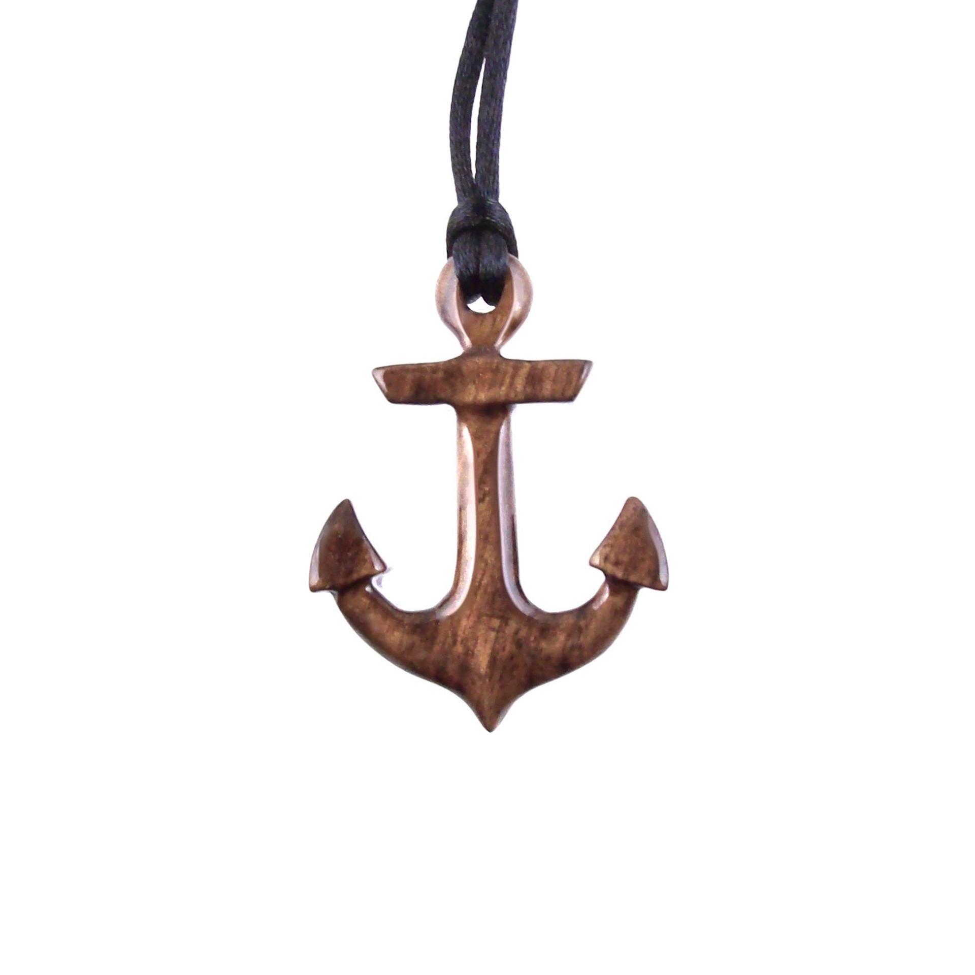 Wooden Anchor Necklace Pendant for Men, Handmade Nautical Wood Jewelry