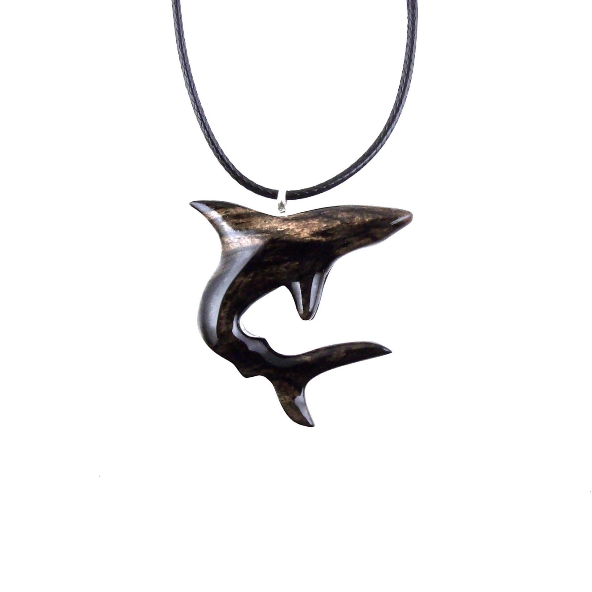 Hand Carved Shark Necklace, Wooden Shark Pendant, Mens Wood Necklace, One of a Kind Gift for Him, Nautical Jewelry