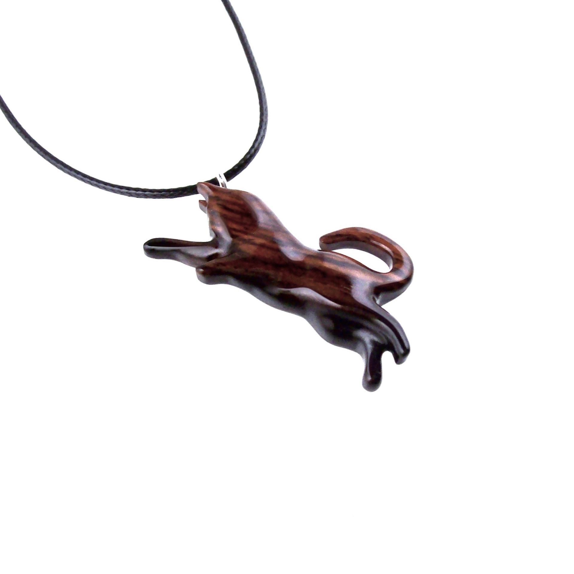 Hand Carved Cat Pendant, Wooden Kitten Necklace, Wood Animal Jewelry, Cat Lover Gift for Him Her