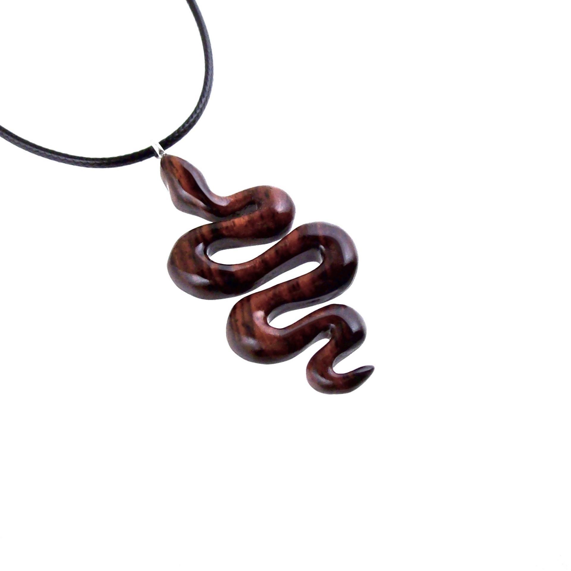 Snake Necklace for Men or Women, Hand Carved Wooden Snake Pendant, Wood Serpent Necklace, Totem Reptile Jewelry