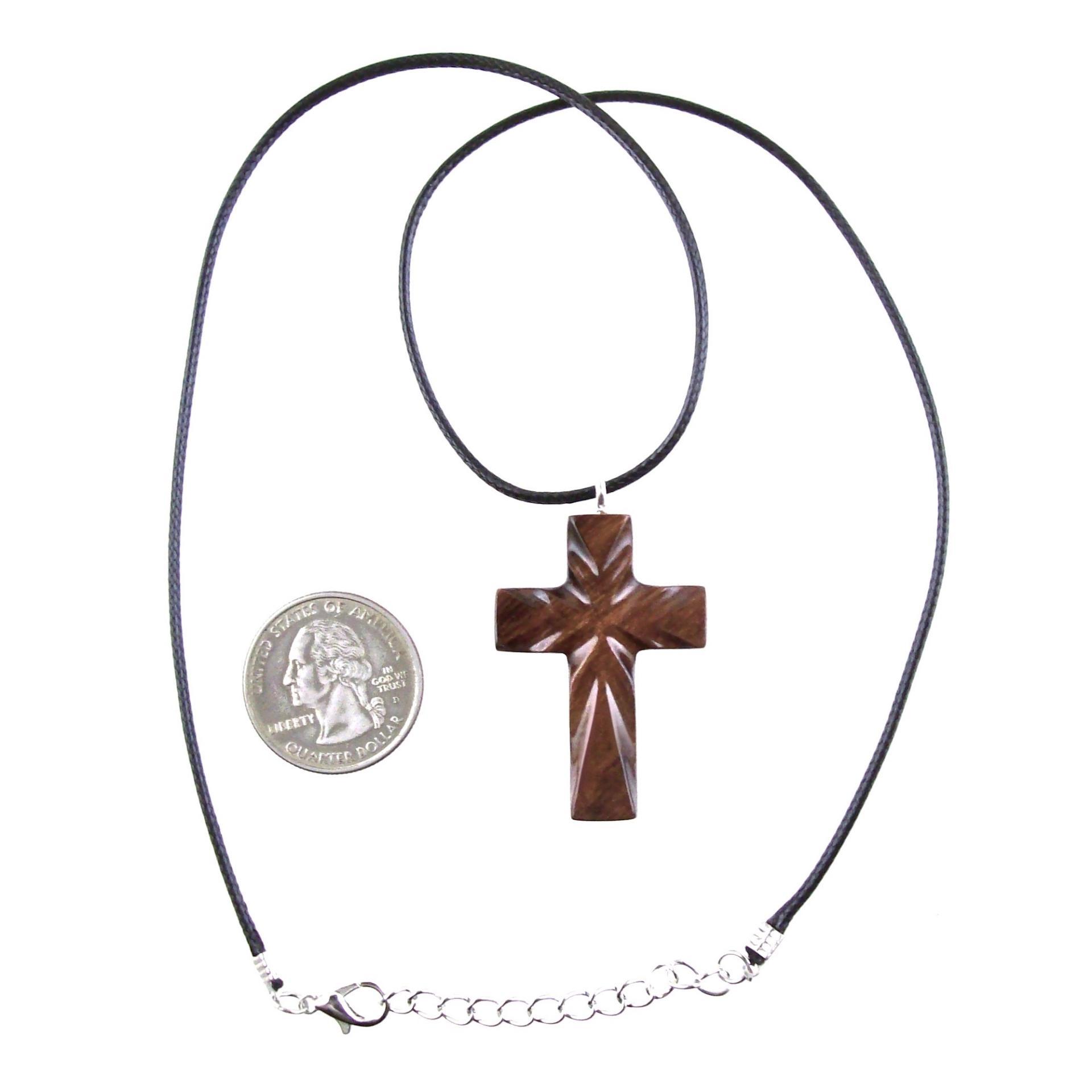 Wood Cross Necklace, Wooden Cross Pendant, Hand Carved Christian Jewelry, One of a Kind Gift for Him Her