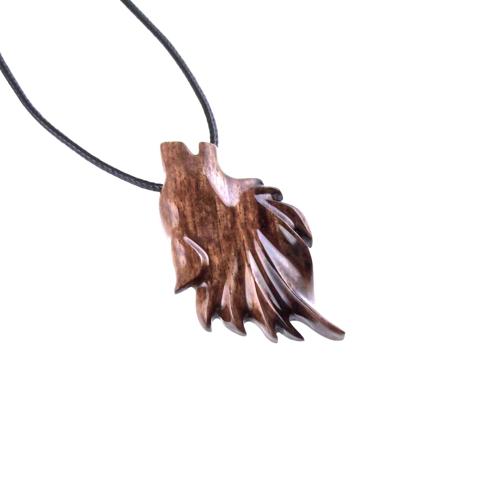 Hand Carved Wolf Head Pendant, Wooden Wolf Necklace, Wood Animal Necklace, Woodland Jewelry for Men or Women Gift for Him Her