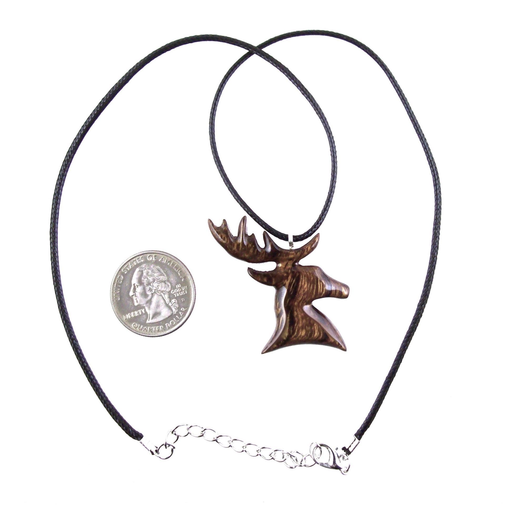 Hand Carved Stag Necklace, Wooden Deer Pendant, Buck Head Necklace, Spirit Animal Totem Gift for Him, Woodland Mens Jewelry