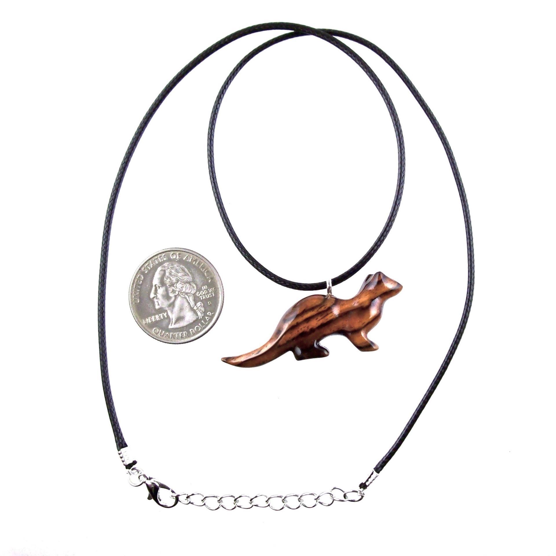 Otter Necklace, Hand Carved Wooden Sea Animal Pendant, Nautical Wood Jewelry for Men or Women