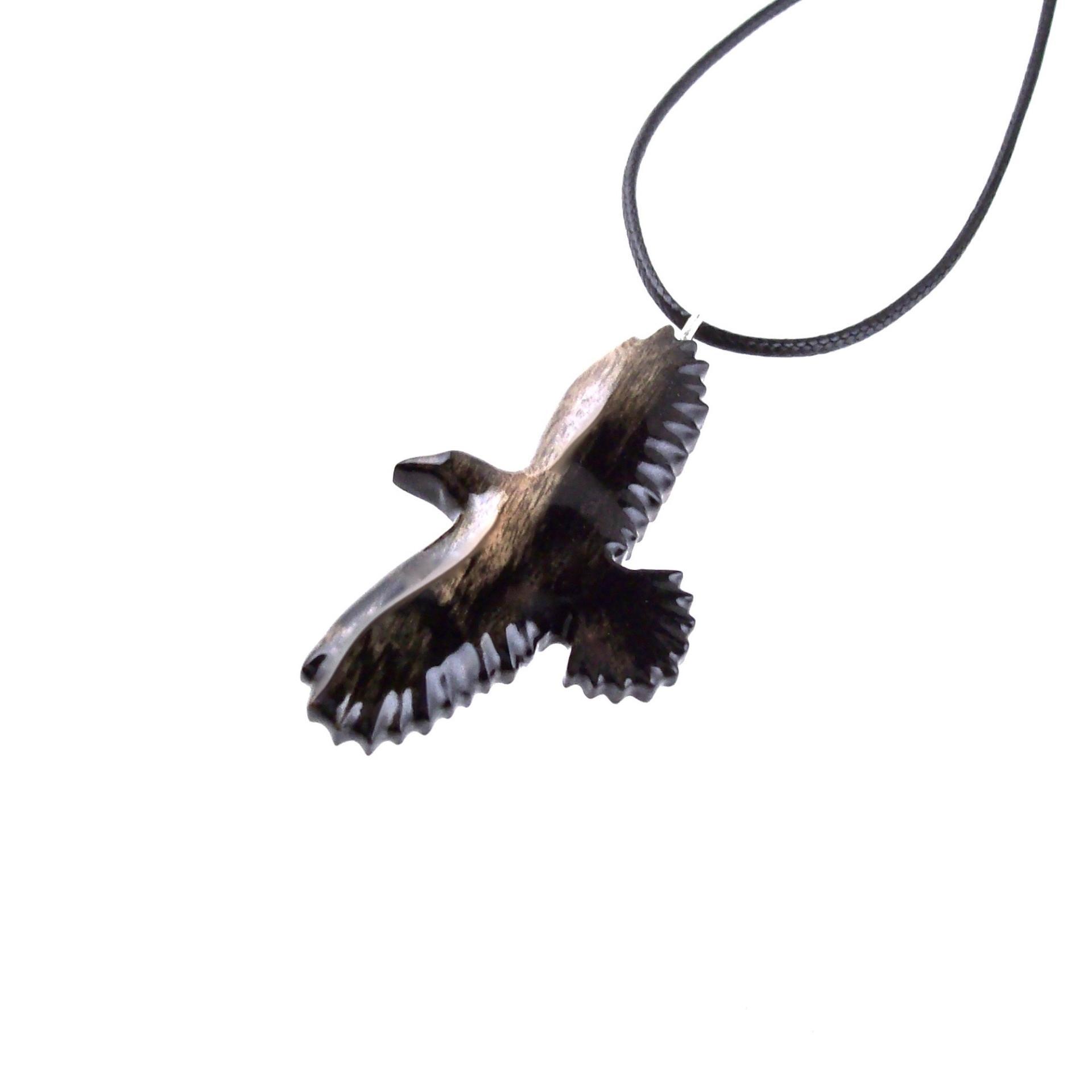 Hand Carved Crow Pendant, Raven Necklace, Wooden Raven Pendant, Wood Crow Necklace, Totem Spirit Animal Jewelry Gift for Him Her