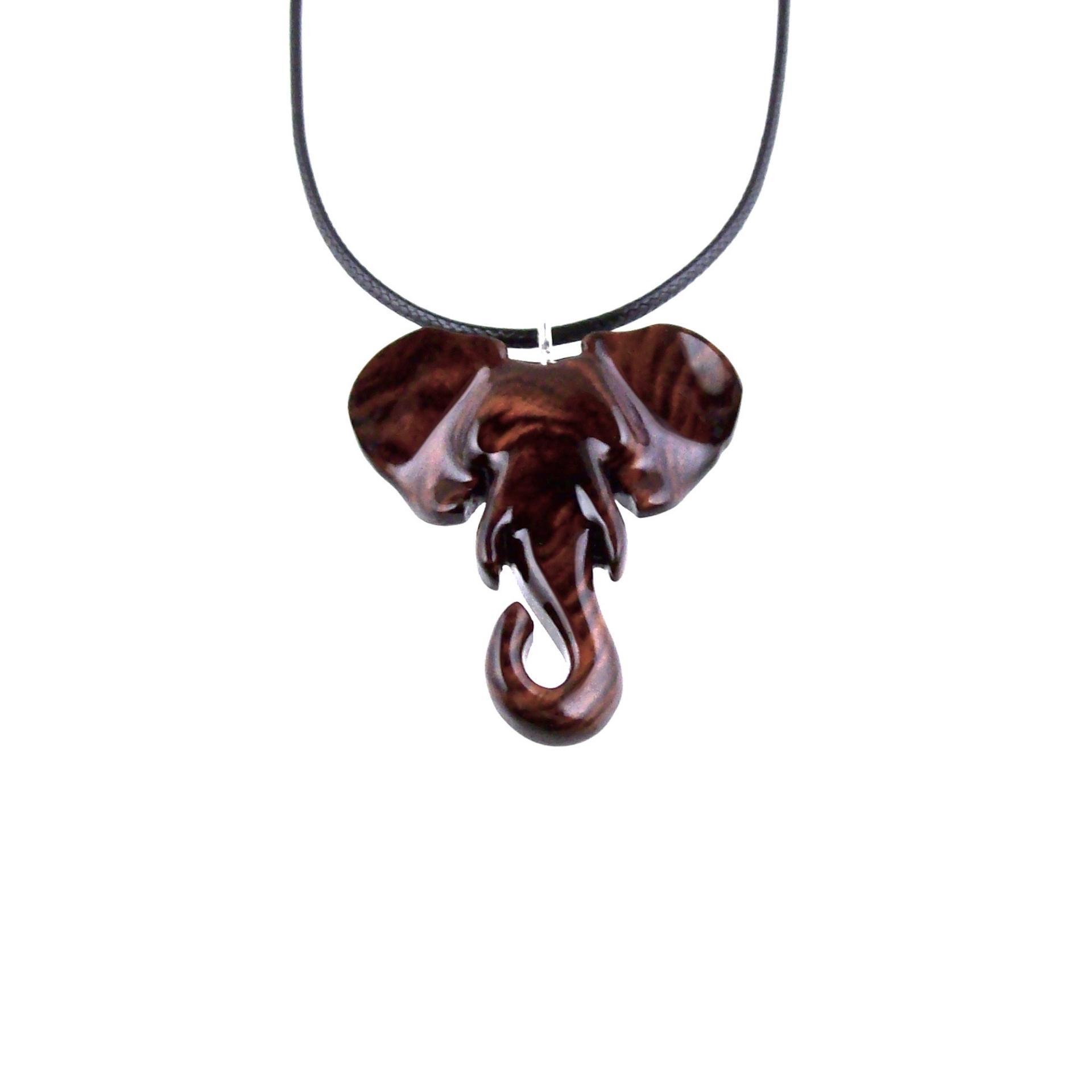 Elephant Necklace, Wooden Elephant Pendant for Men or Women, Hand Carved Spiritual Animal Necklace, Wood Jewelry for Men Women