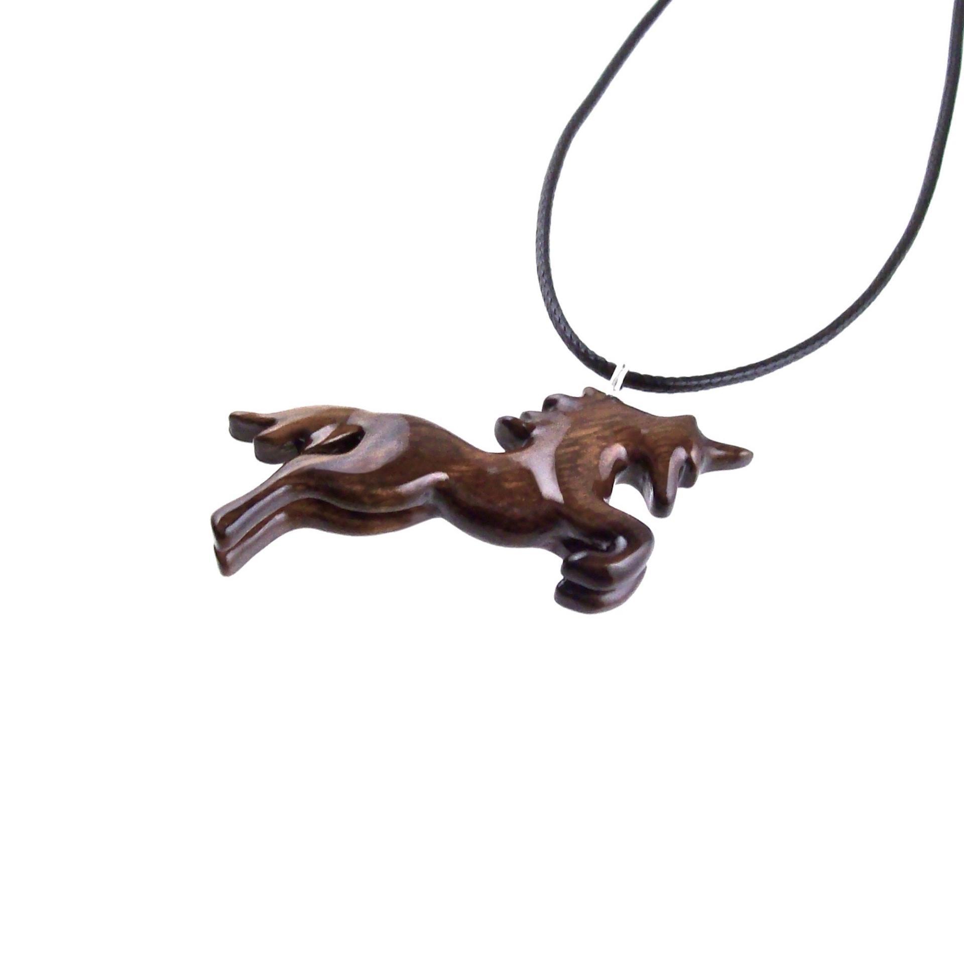Unicorn Pendant, Hand Carved Wooden Unicorn Necklace, Fantasy Animal Necklace, Wood Jewelry, One of a Kind Gift