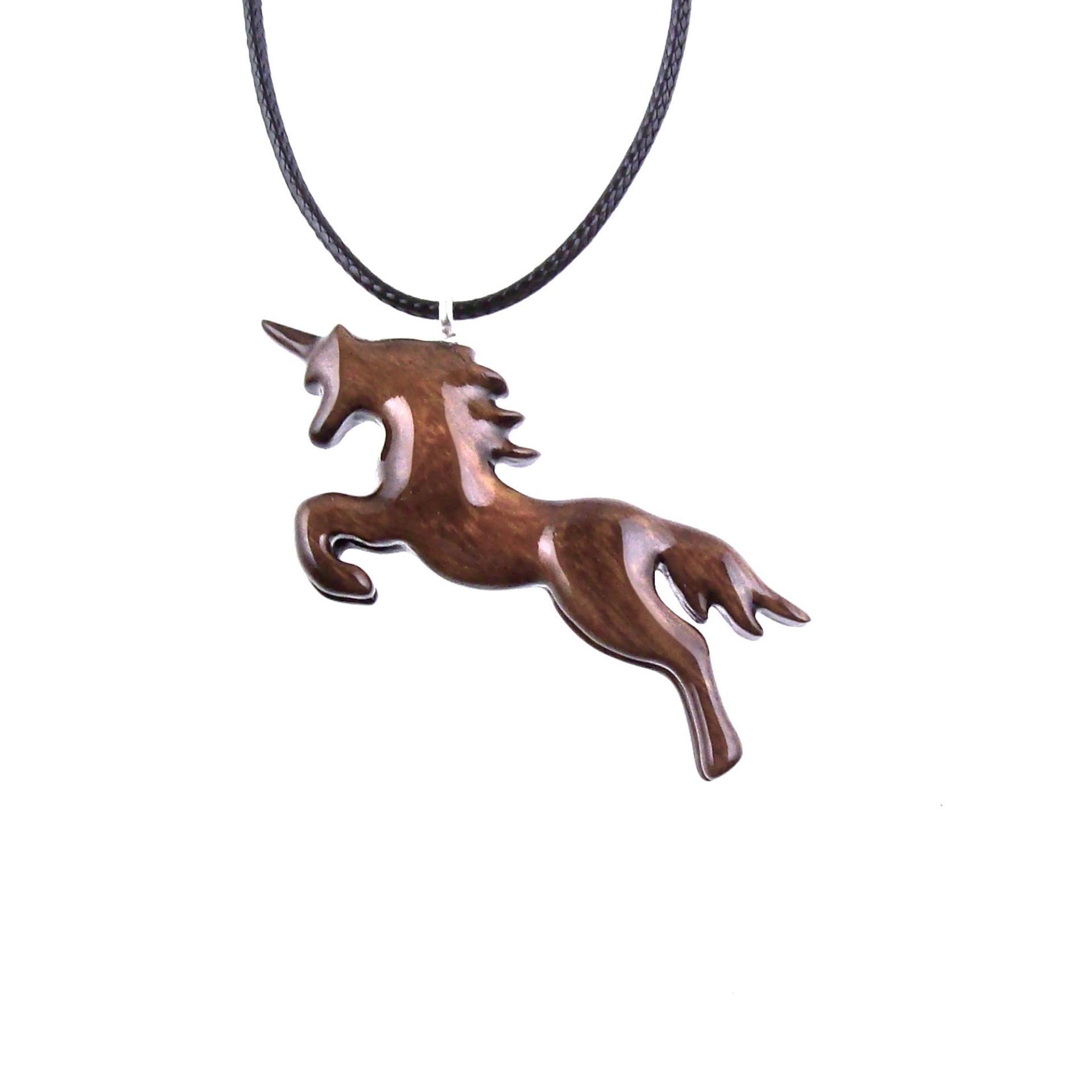 Unicorn Pendant, Hand Carved Wooden Unicorn Necklace, Fantasy Animal Necklace, Wood Jewelry, One of a Kind Gift