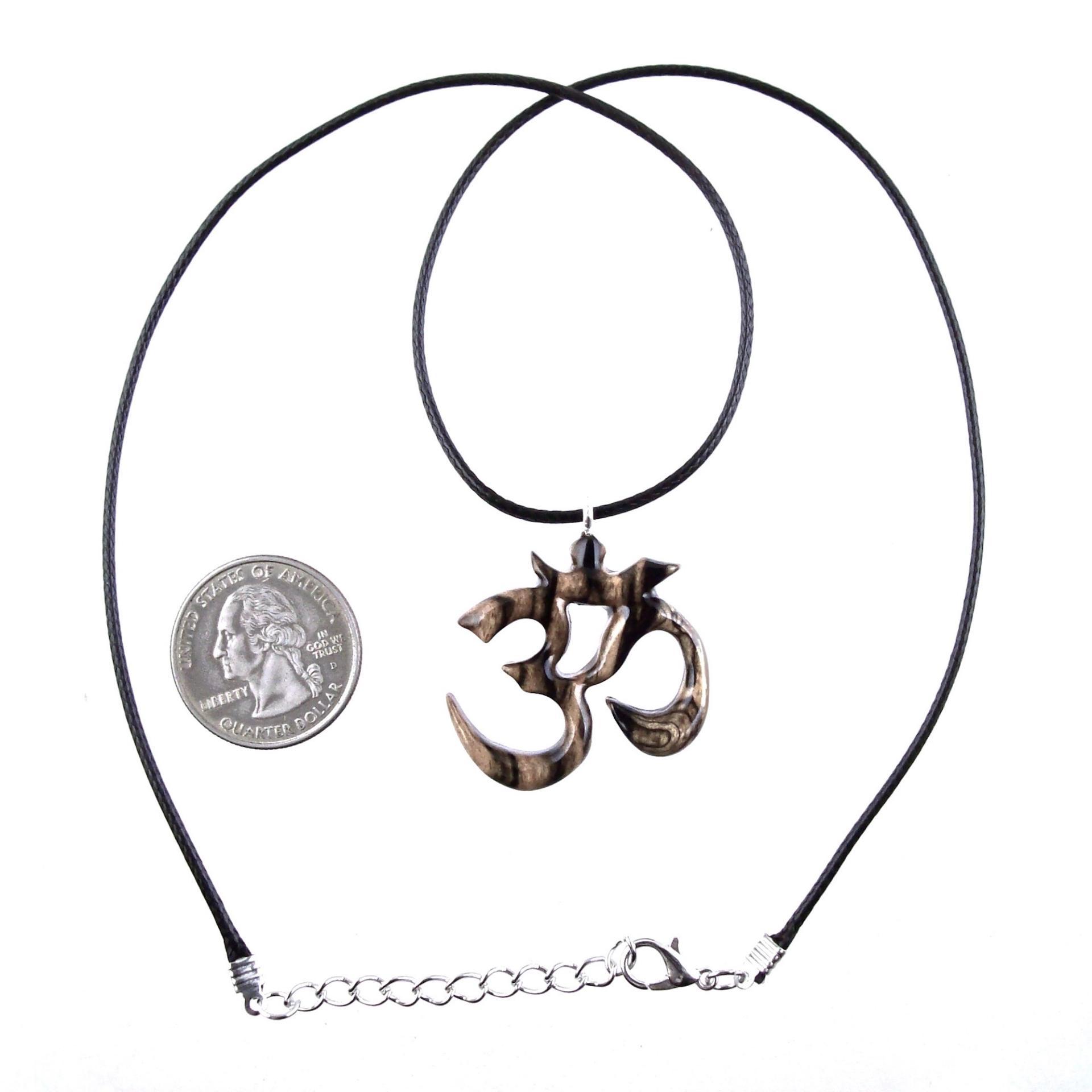 Hand Carved Om Pendant for Men or Women, Wooden Ohm Necklace, Yoga Gift for Him or Her, Aum Wood Jewelry