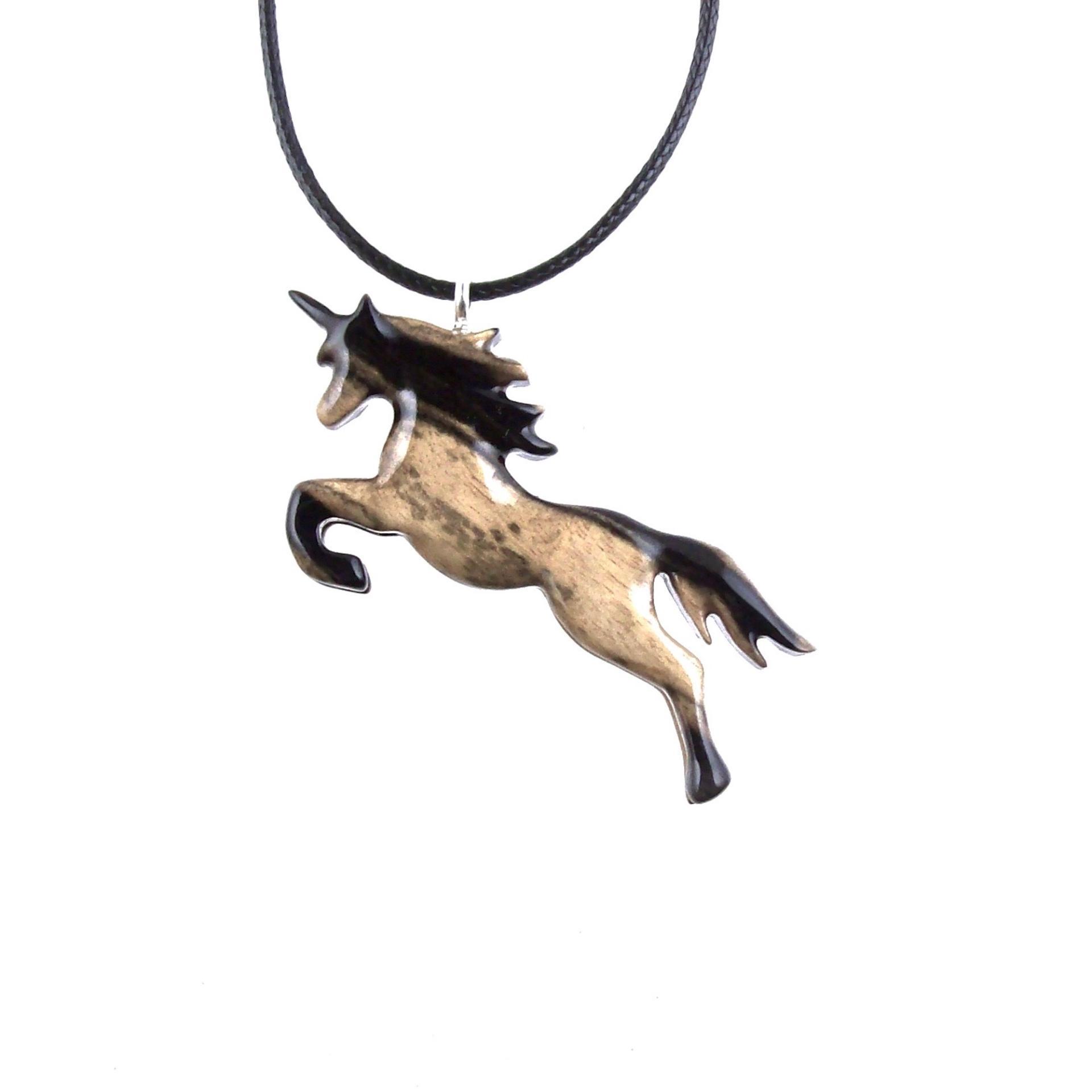 Unicorn Necklace, Hand Carved Wooden Unicorn Pendant, Fantasy Animal Wood Jewelry, One of a Kind Gift for Her