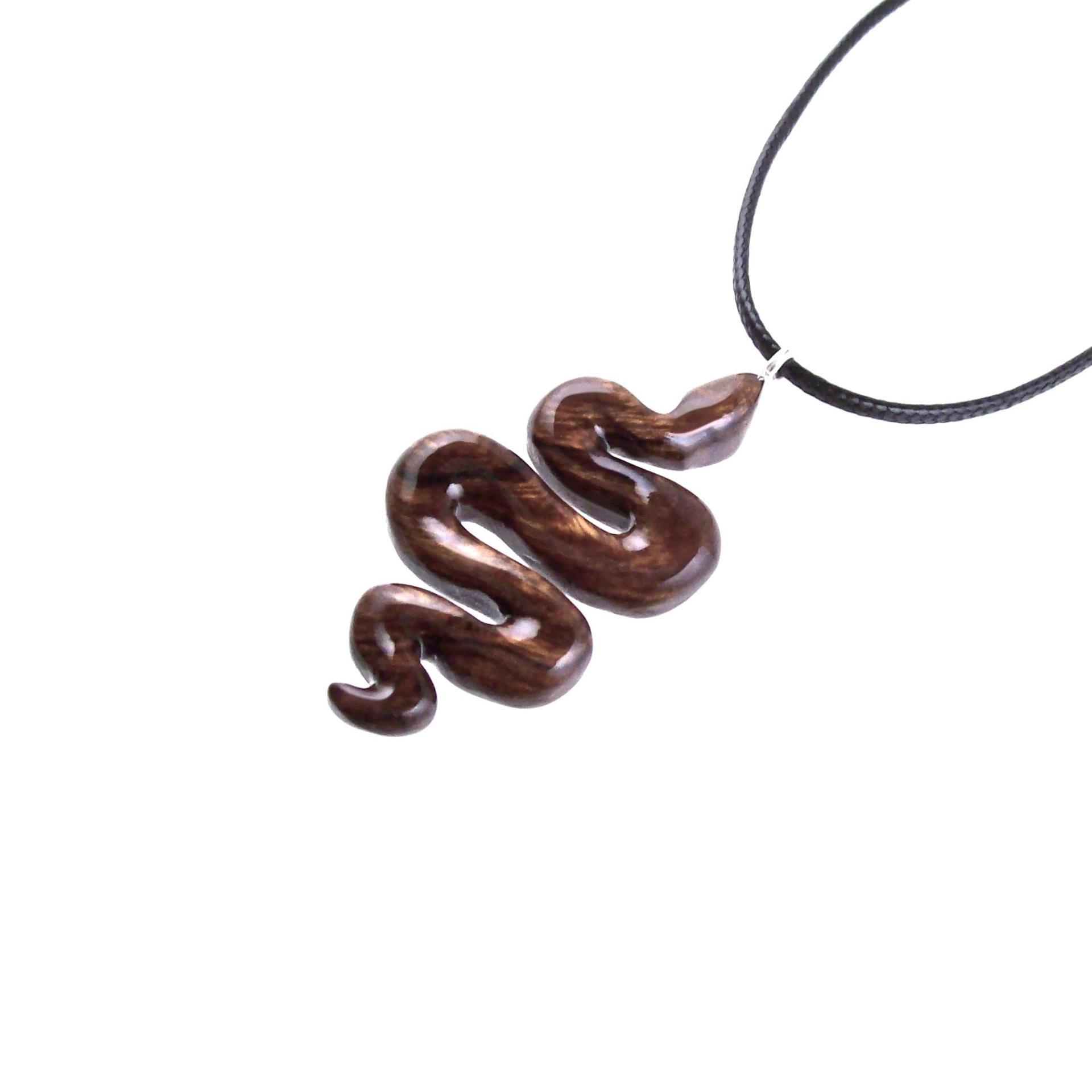 Hand Carved Wooden Snake Pendant, Snake Necklace, Wood Reptile Pendant, Totem Spirit Animal Serpent Jewelry Gift for Him Her