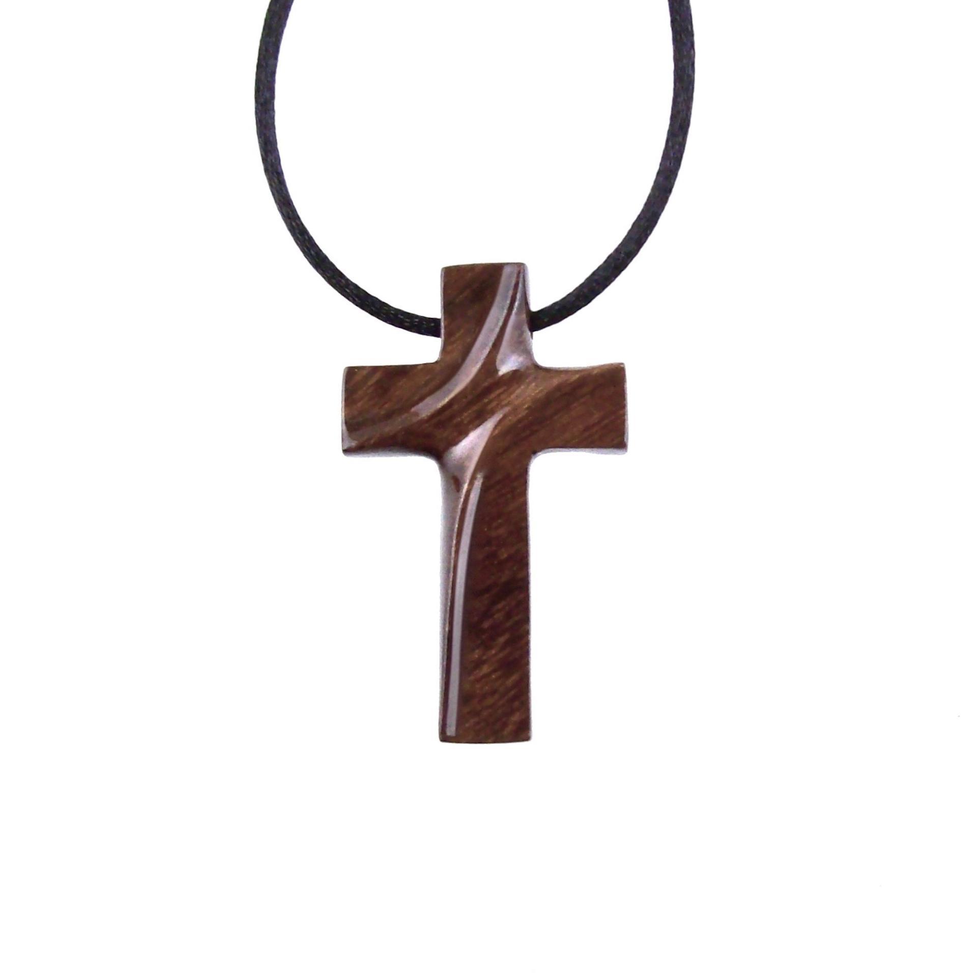 Wooden Cross Pendant, Hand Carved Wood Cross Necklace, Mens Christian Jewelry, Gift for Him