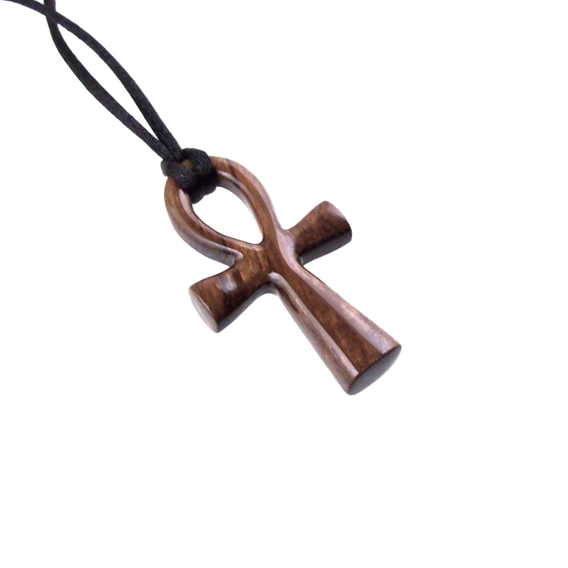 Wood Ankh Pendant, Hand Carved Egyptian Wooden Ankh Cross Necklace for Men or Women, African Jewelry Gift