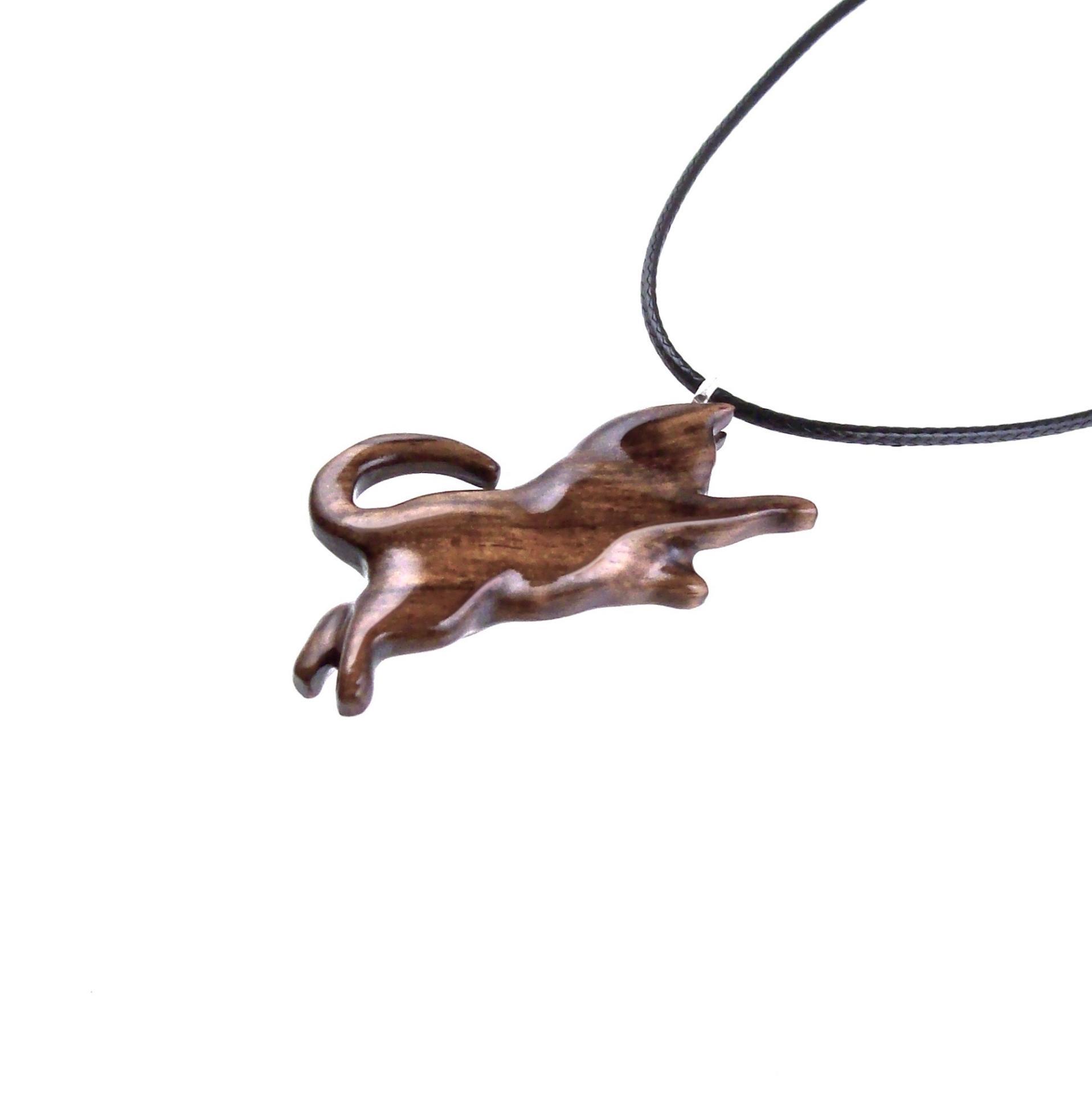 Kitten Necklace, Hand Carved Wooden Cat Pendant, Pet Animal Necklace, Handmade Wood Jewelry, One of a Kind Gift