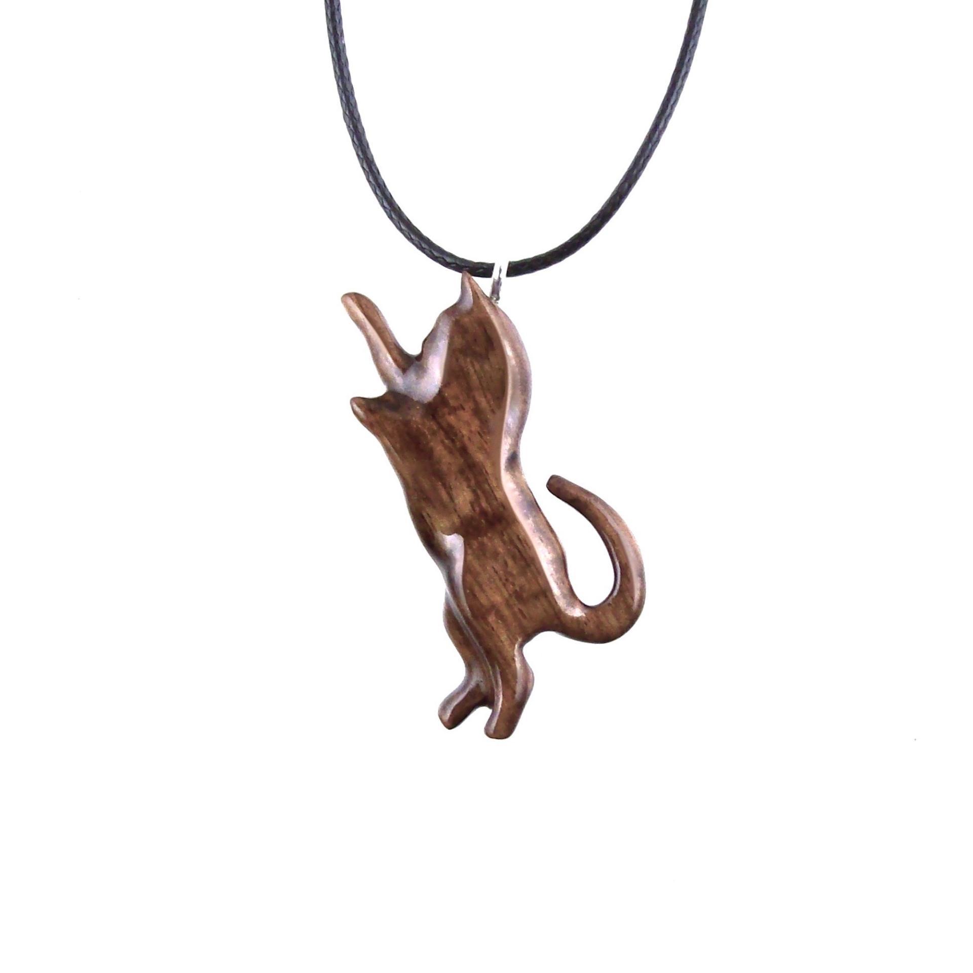 Kitten Necklace, Hand Carved Wooden Cat Pendant, Pet Animal Necklace, Handmade Wood Jewelry, One of a Kind Gift