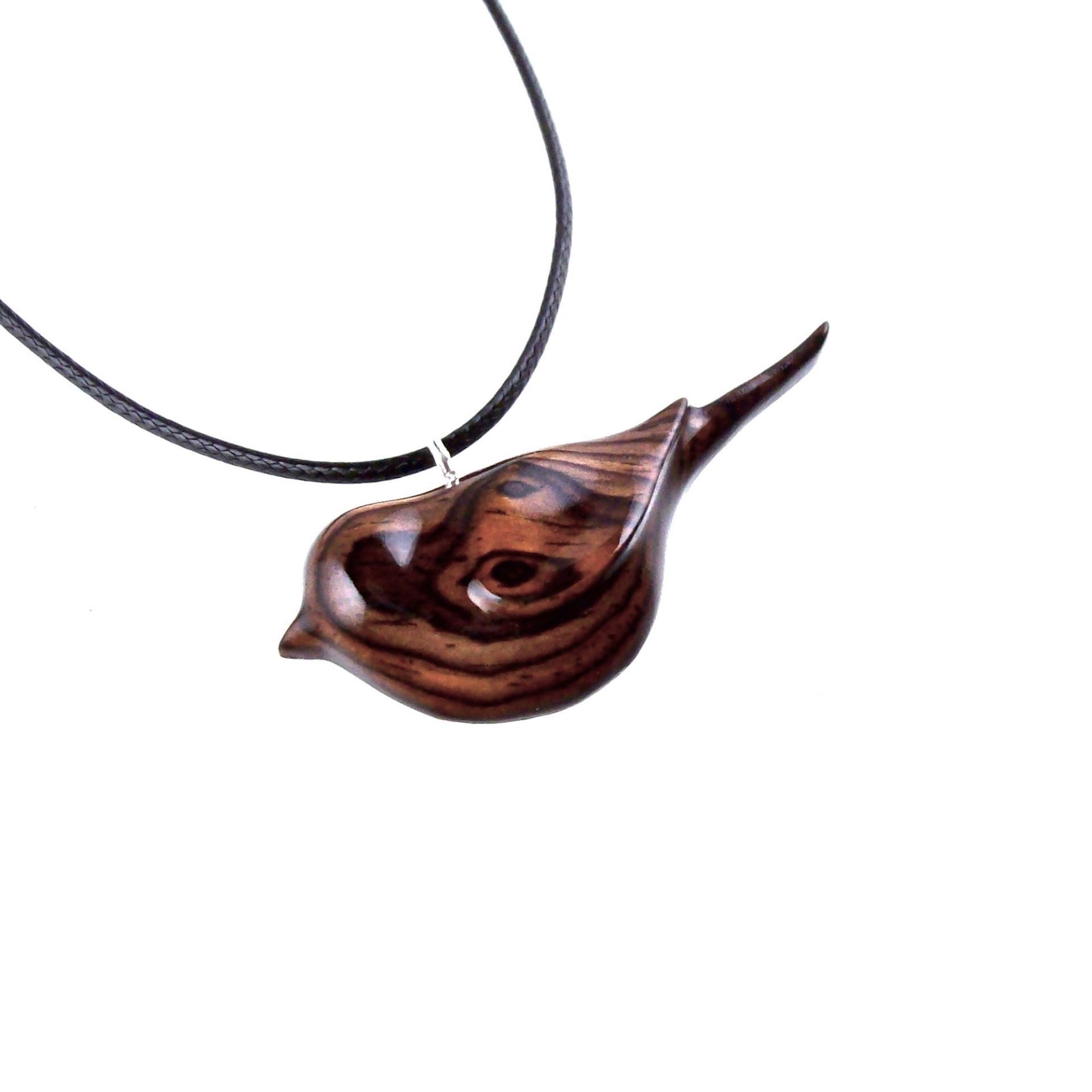 Bird Necklace, Wooden Bird Pendant, Hand Carved Chickadee Necklace, Bird Jewelry, One of a Kind Gift for Her, Wood Jewelry