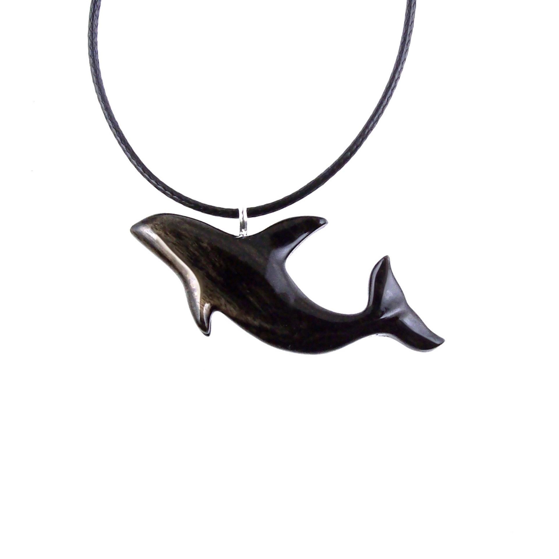 Hand Carved Orca Pendant, Wooden Killer Whale Necklace for Men or Women, Sea Animal, Nautical Beach Wood Jewelry