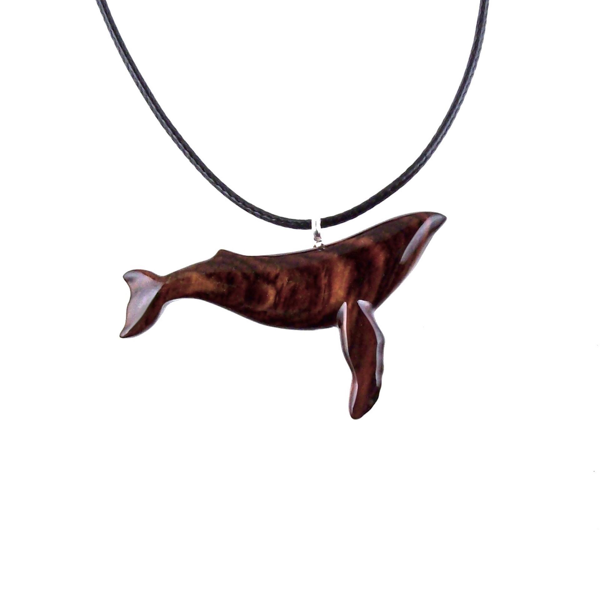 Humpback Whale Necklace, Hand Carved Wooden Sea Animal Pendant, Nautical Wood Jewelry, Whale-watcher Gift for Men Women