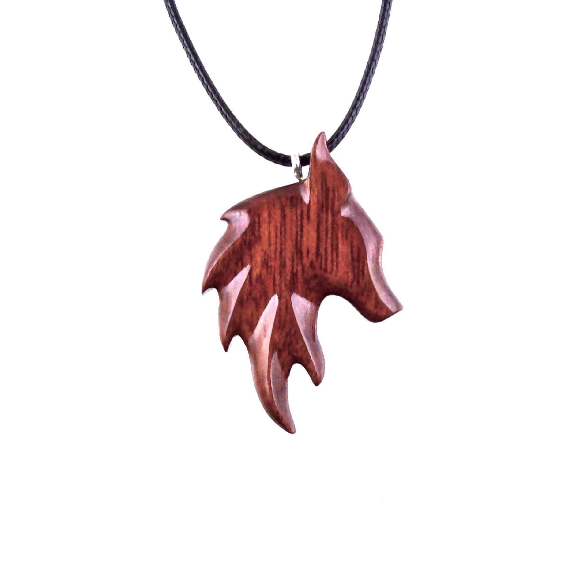Wooden Fox Pendant, Hand Carved Fox Necklace, Woodland Pendant, Totem Spirit Animal Jewelry Gift for Men Women