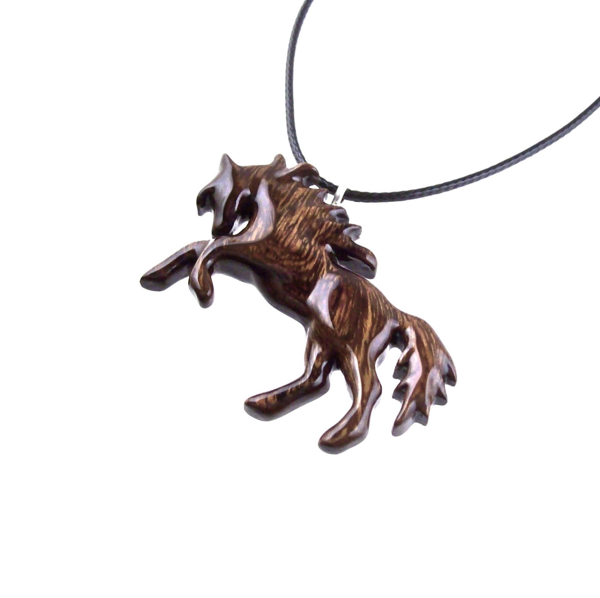 Horse Necklace, Hand Carved Wooden Horse Pendant for Men or Women, Equine Jewelry, Spirit Animal Wood Pendant