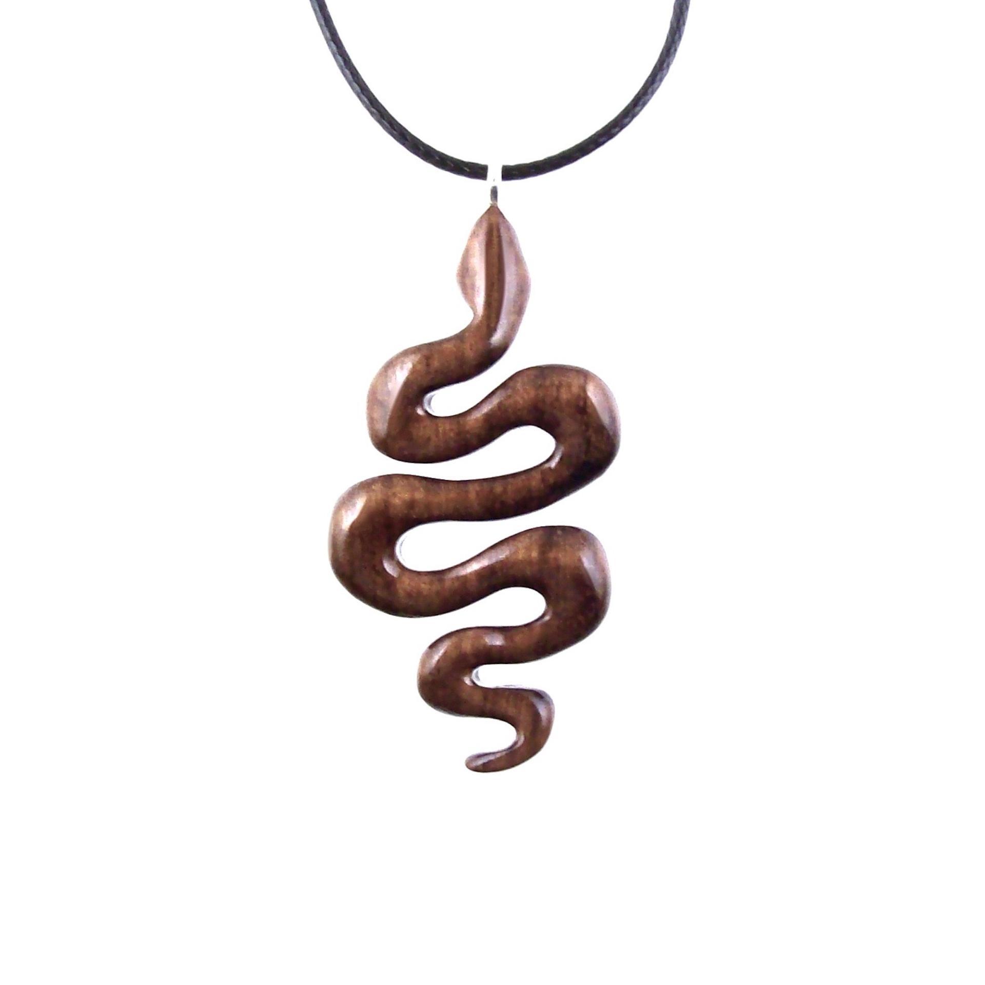 Snake Pendant, Hand Carved Wooden Snake Necklace, Wood Serpent Necklace, Reptile Jewelry, One of a Kind Gift for Her Him