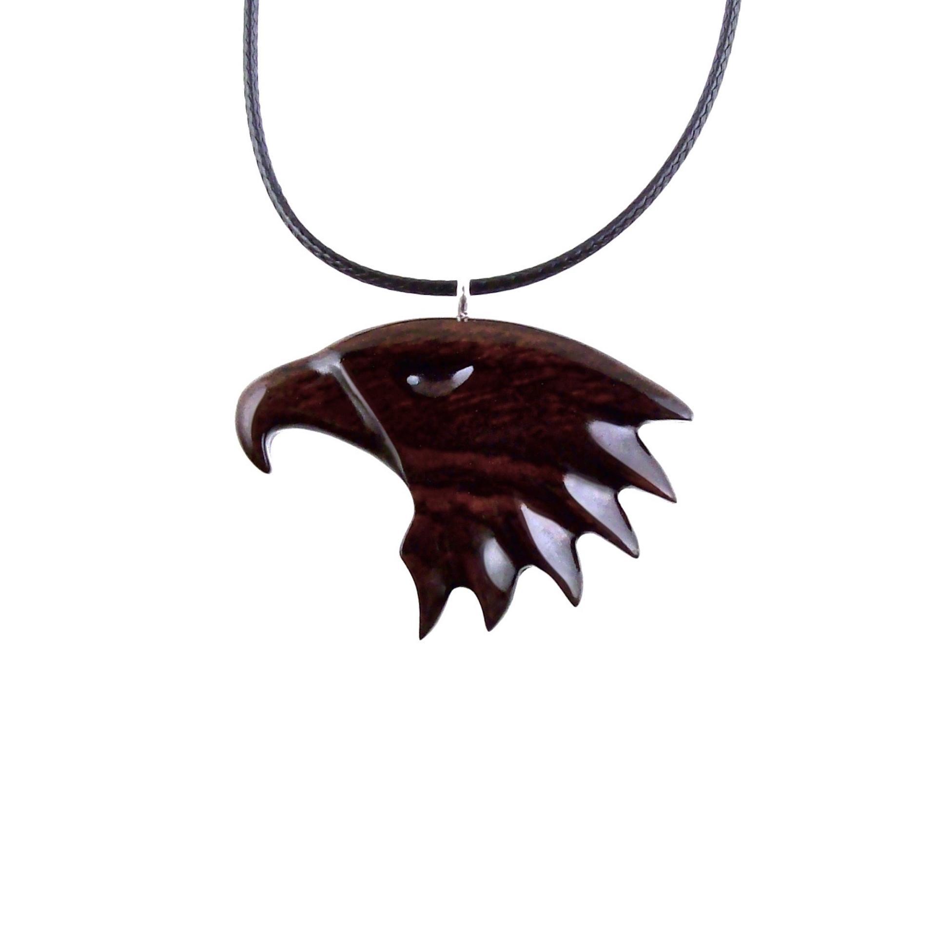 Eagle Necklace, Hand Carved Wooden Bird of Prey Pendant, Totem Wood Jewelry, One of a Kind Gift for Him