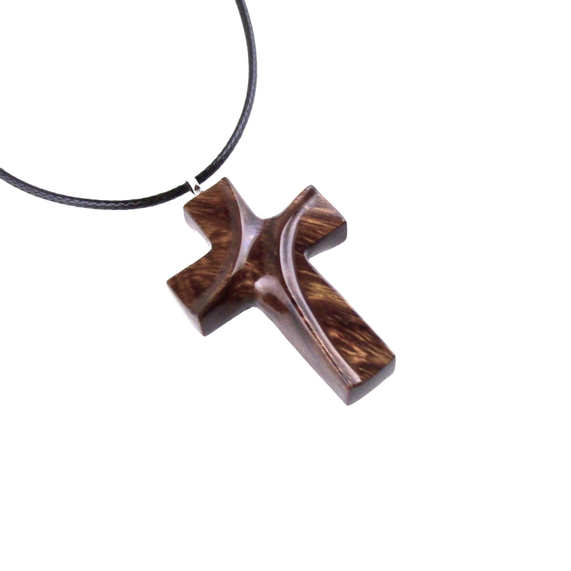 Wood Cross Necklace, Hand Carved Wooden Cross Pendant for Men Women, Handmade Christian Jewelry Gift for Him Her