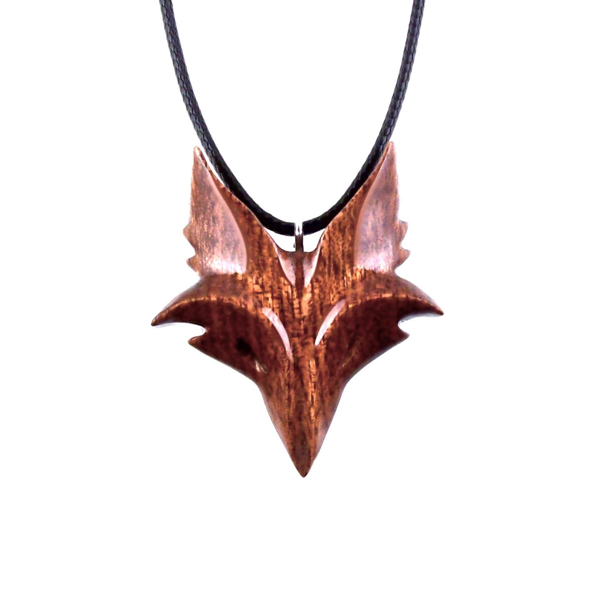 Wooden Fox Pendant, Hand Carved Celtic Fox Necklace, Totem Spirit Animal, One of a Kind Wood Jewelry Gift for Her Him